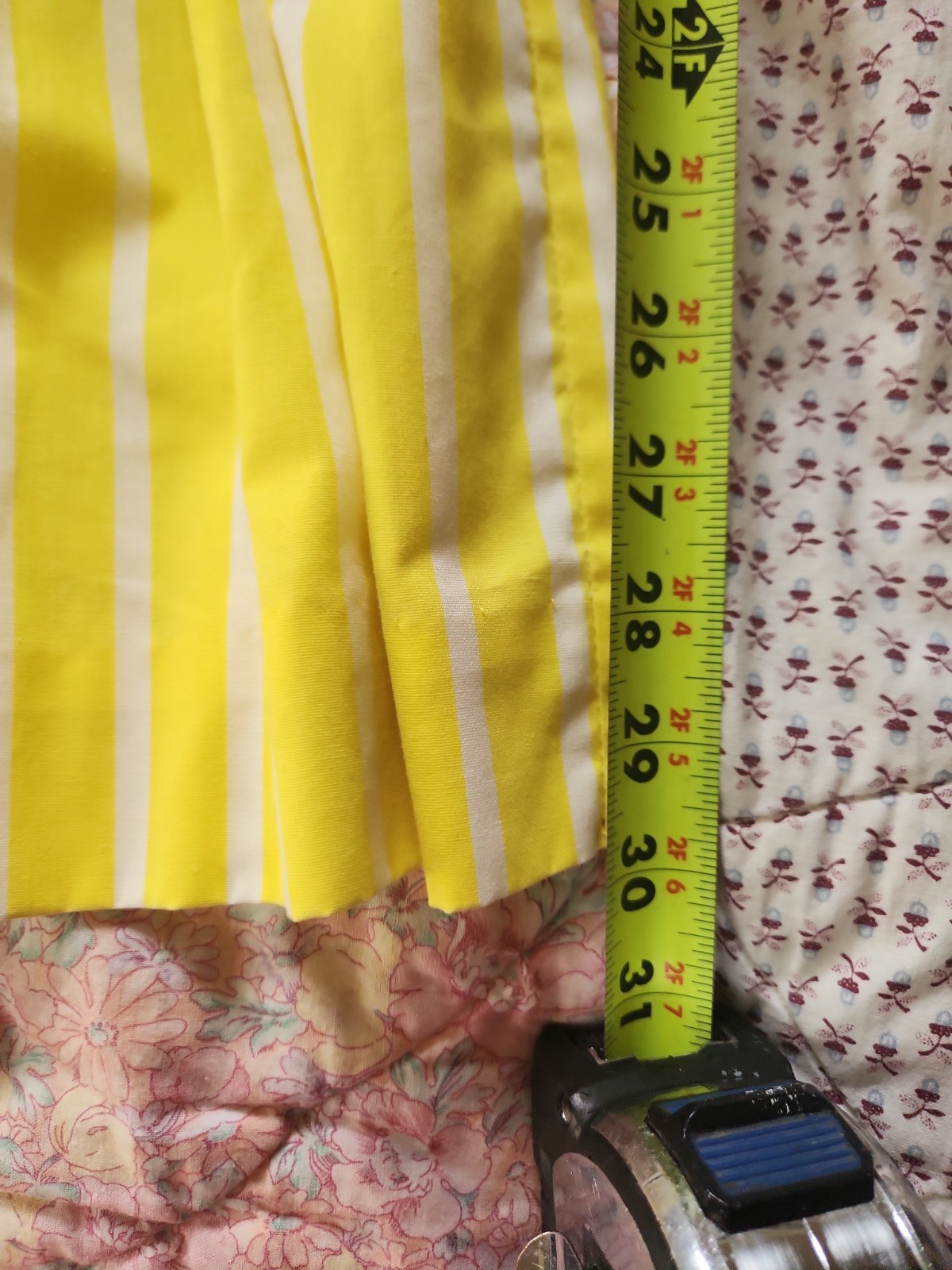 Vintage 1960s Carol Brent Yellow White Stripes Sleeveless Dress