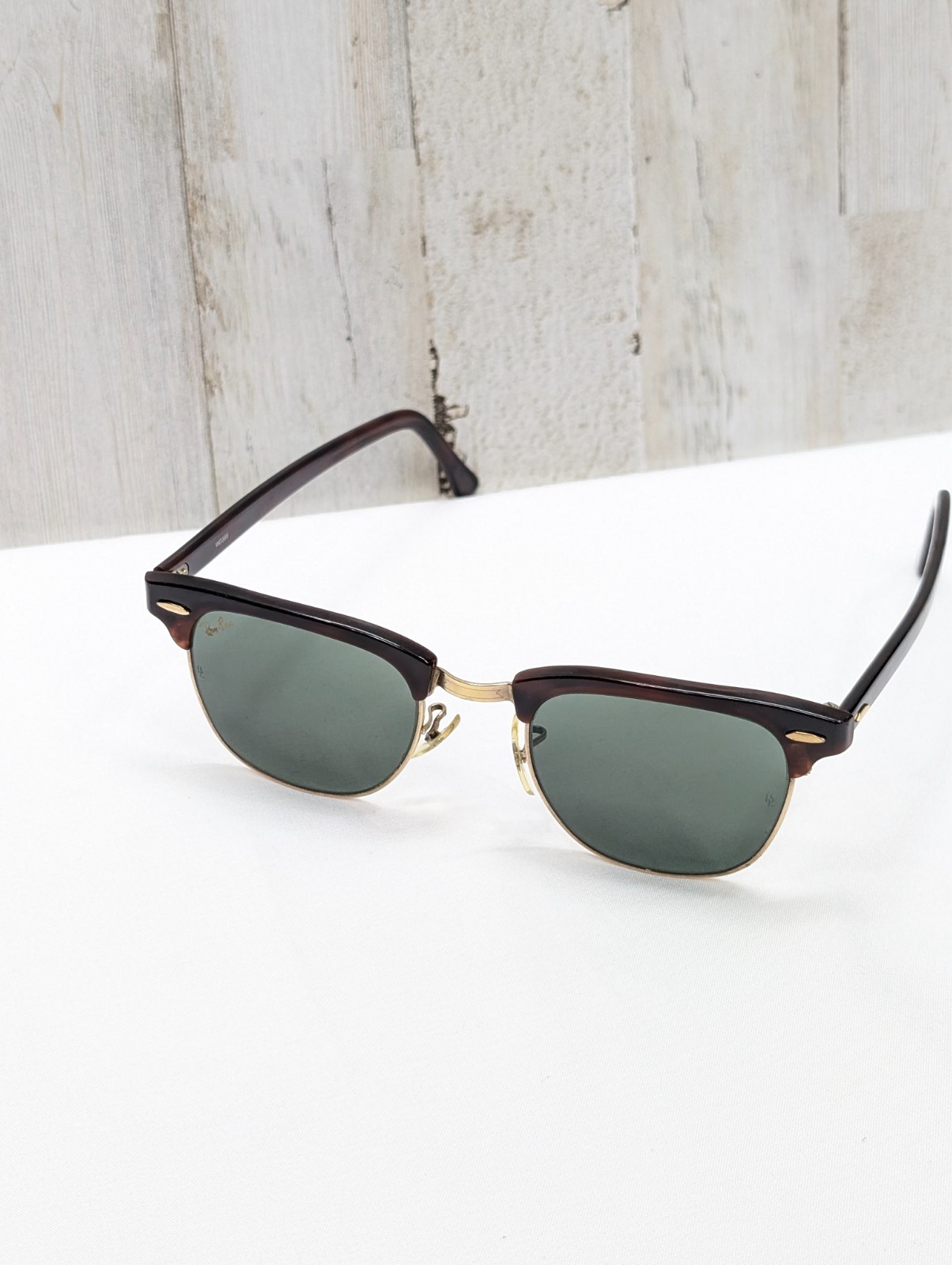 VTG B&L Ray-Ban clubmaster tortoise shell and arista gold sunglass made in USA