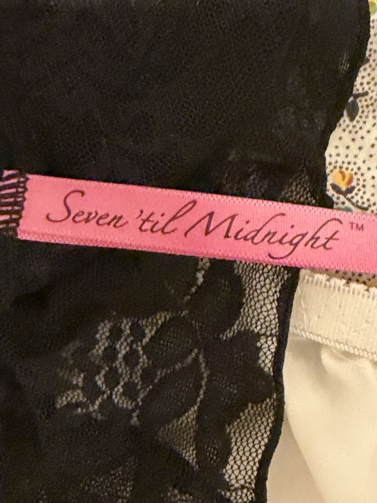 VTG Y2K SEVEN ‘TIL MIDNIGHT BLACK W/ LACE INSETS HIP HUGGER BIKINI PANTIES SZ L