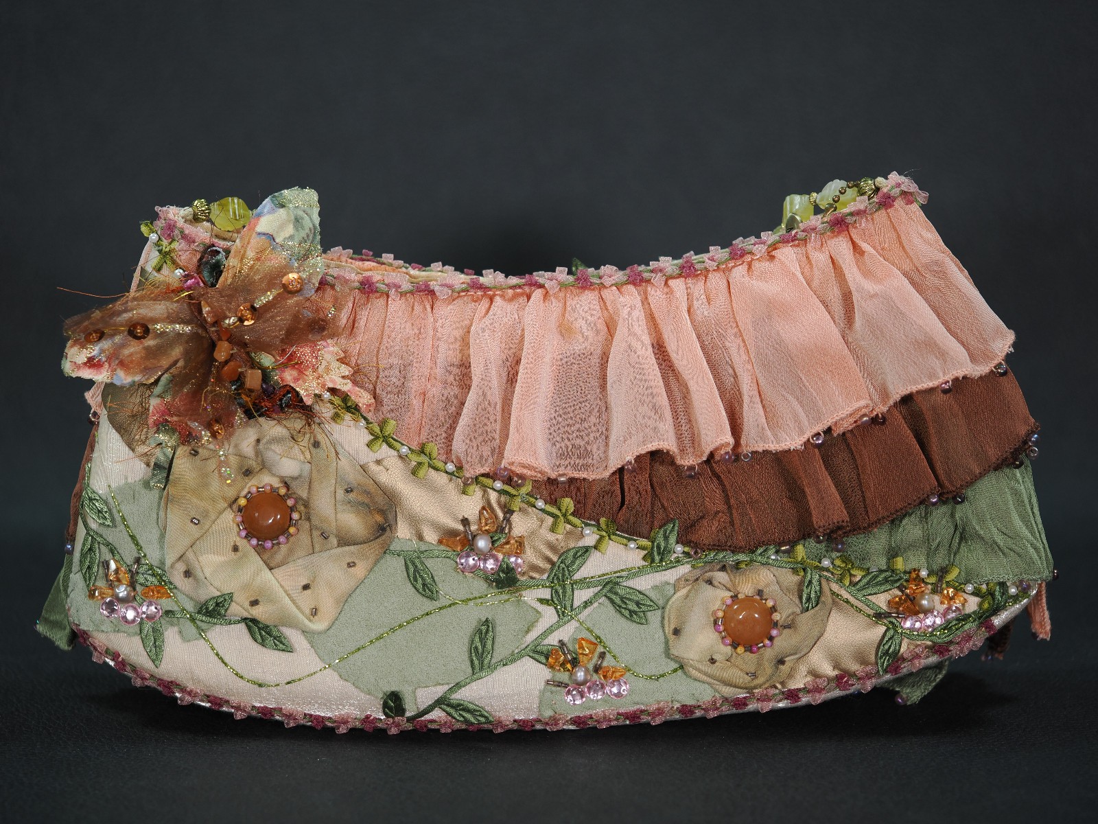 Vintage Mary Frances “Butterfly Ruffles” Ruffled & Beaded Purse Retired