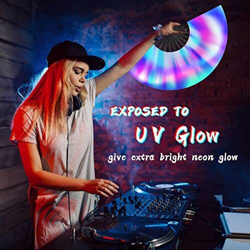 UV Glow Rave Fan Foldable for Women/Men/Drag Queen – Large Clack Festival Top