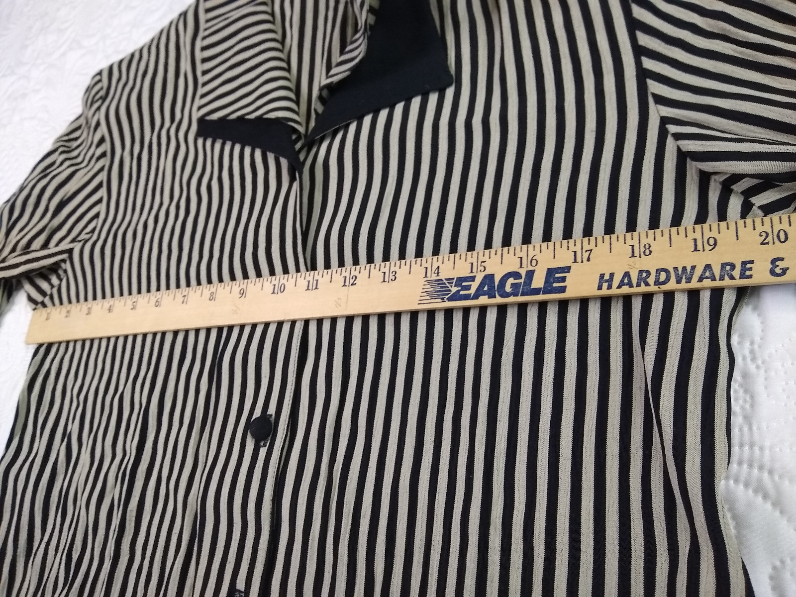 Camille Claudel Blouse Womens L Black Gray Stripe Button Down 80s Vtg USA NOS
