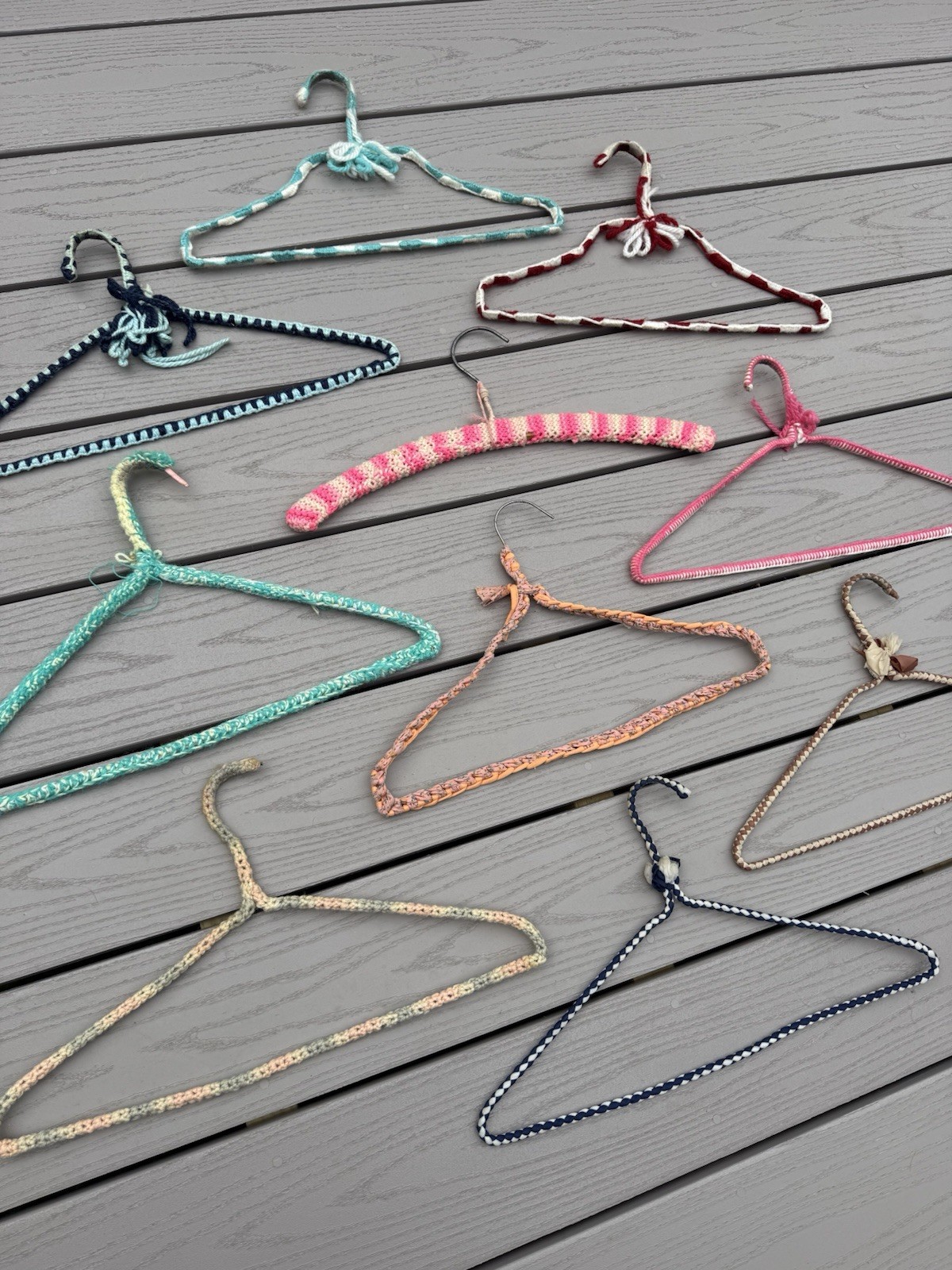 Lot Of 10 Vintage 1970s Knit Crochet Hangers