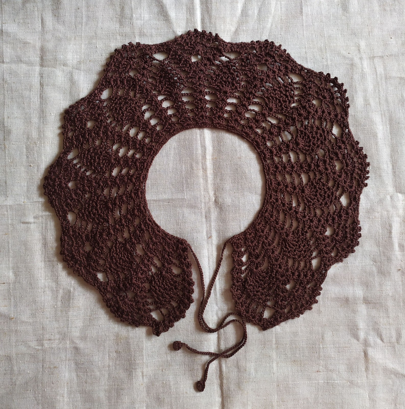 Handmade Crochet Lace Collar, Brown 100% Cotton Detachable Kra…