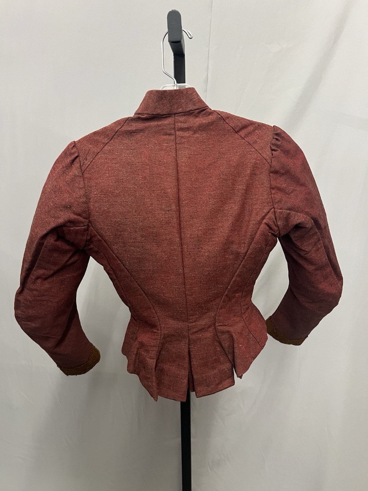 1880’s Winter Wool Bodice For Bustle Gown. Red/Brown With Black & White