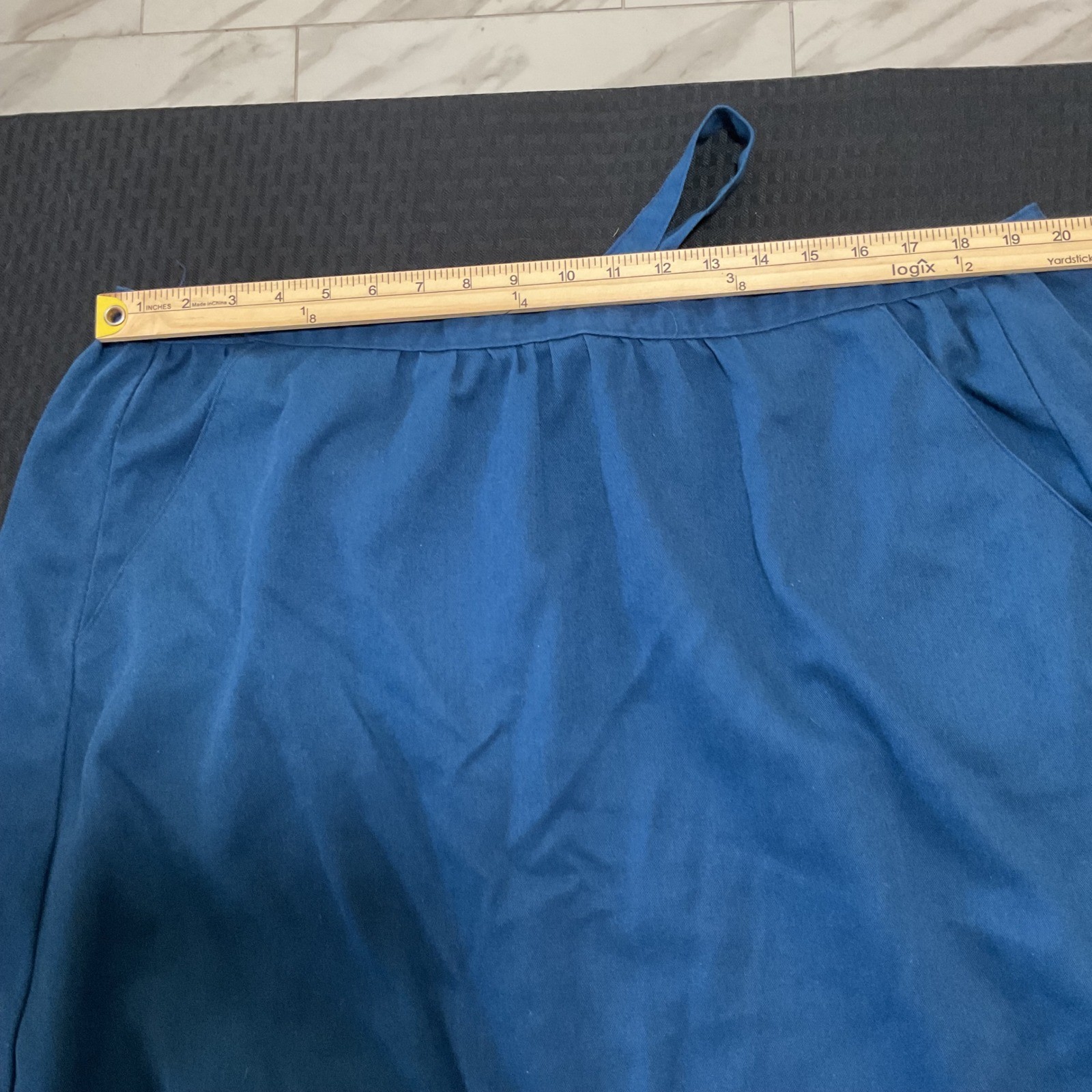 Vintage Carriage Court Teal Blue Wrap Back A-Line Skirt Pockets Made in USA 16