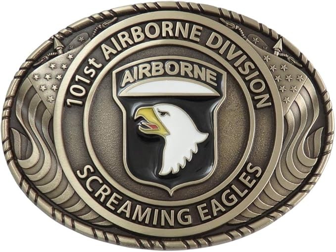 Vintage Design US Army 101st Airborne Division Double USA Flag Solid Brass