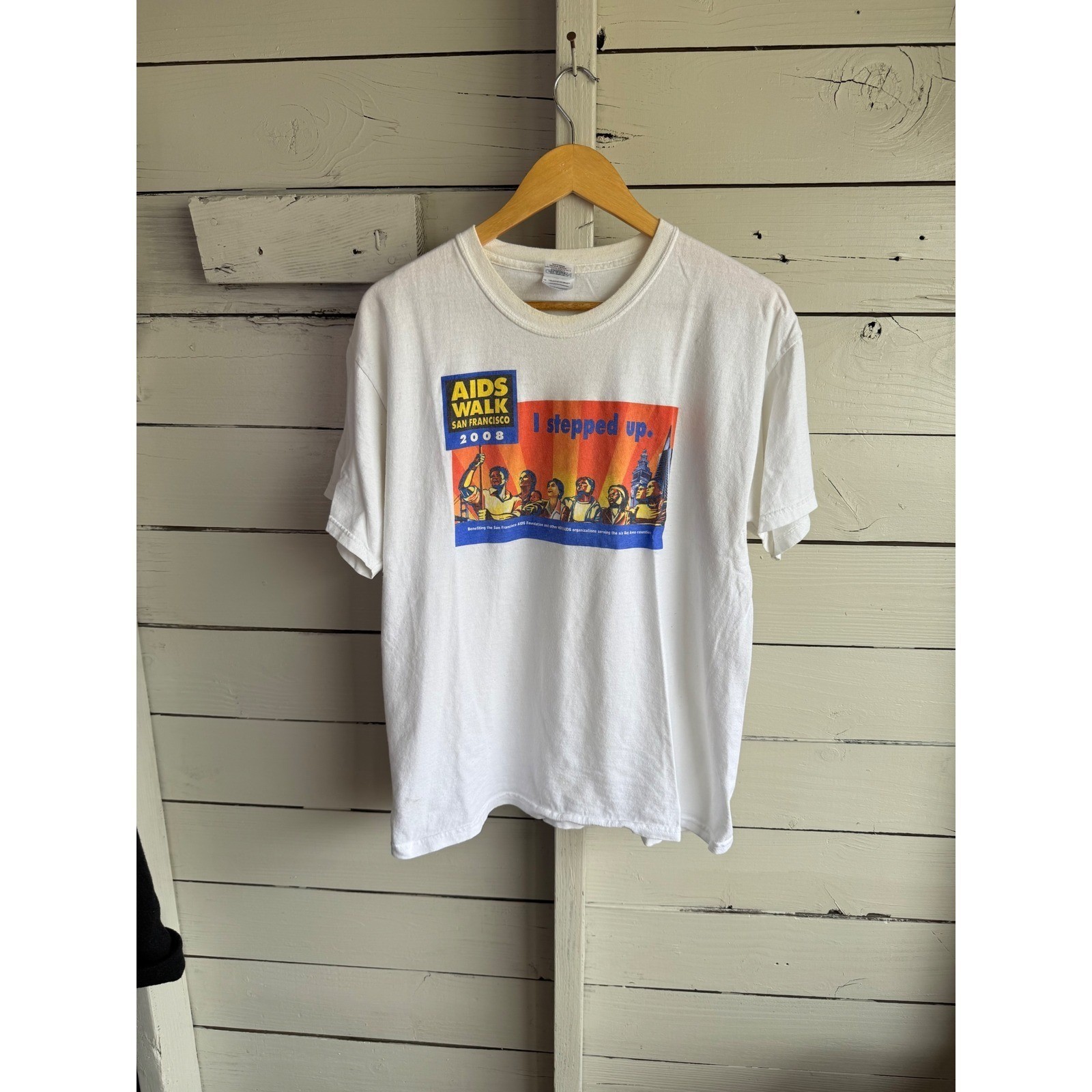 Vintage 2008 AIDS Walk San Francisco T-Shirt Mens Large White Graphic Gildan