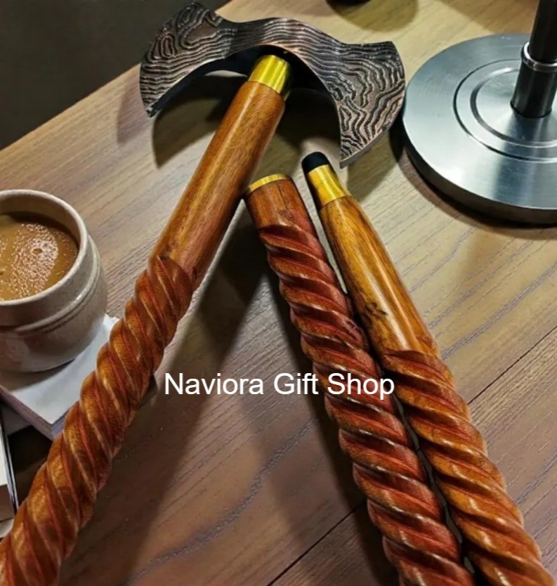 Personalized Viking Axe Walking Stick • Engraved Handmade Cane