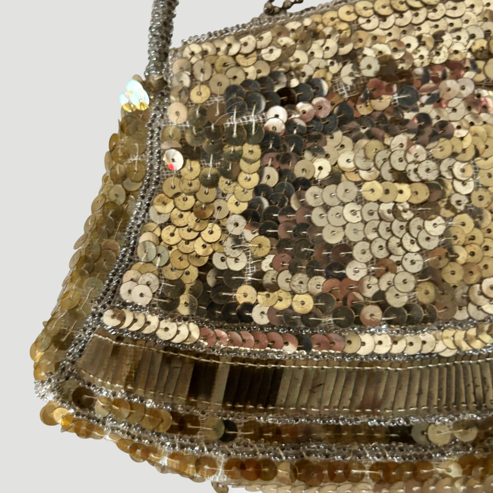 Vintage Art Deco Gold Sequin Evening Bag Made in Czechoslovakia
