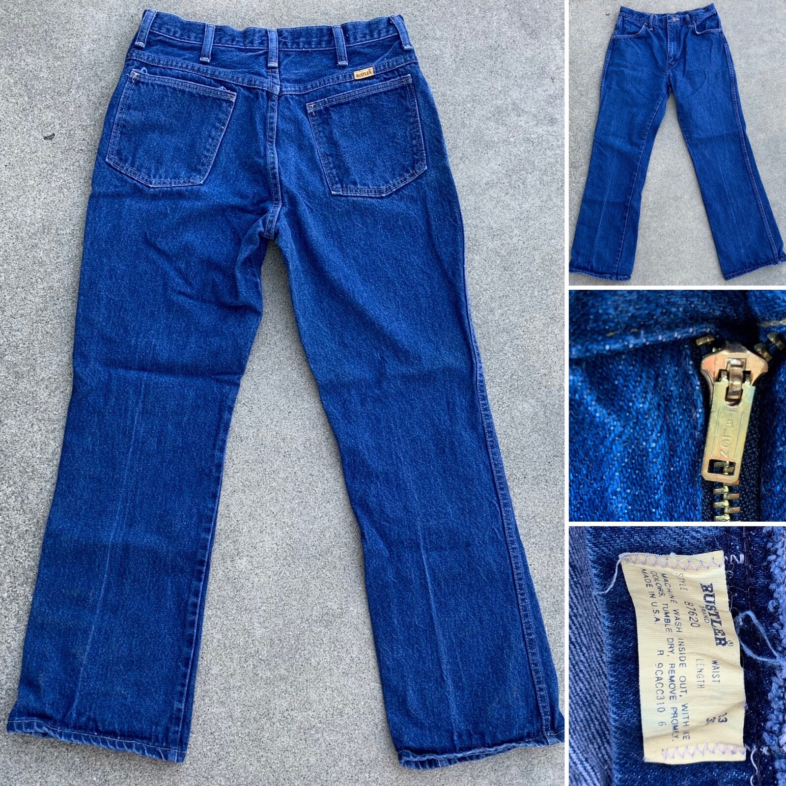 vintage Rustler jeans made in USA Talon zipper 33 30 Measures 29 1/2” X 29 1/2”