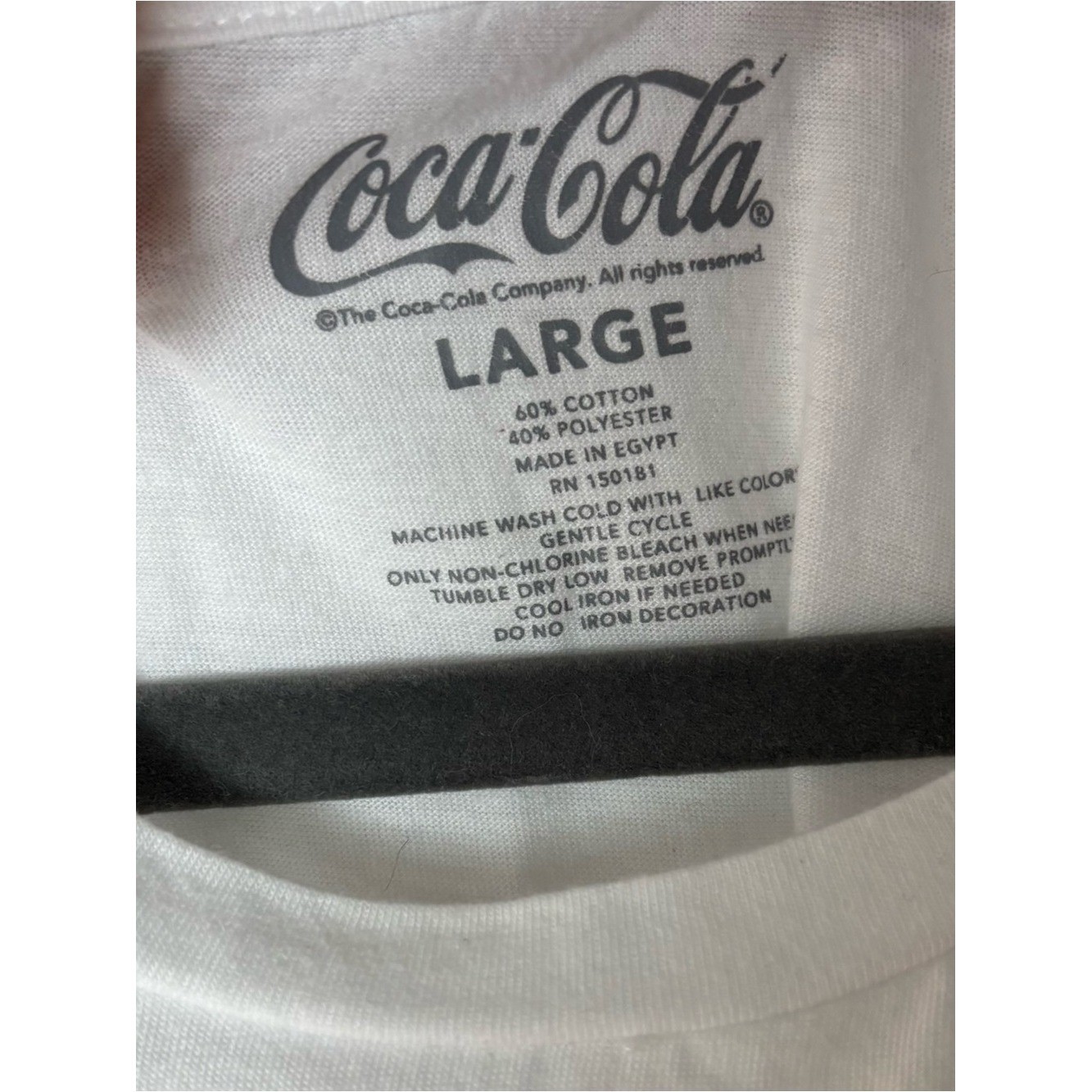 Coca-Cola White Graphic Tee with Retro Stripes Large