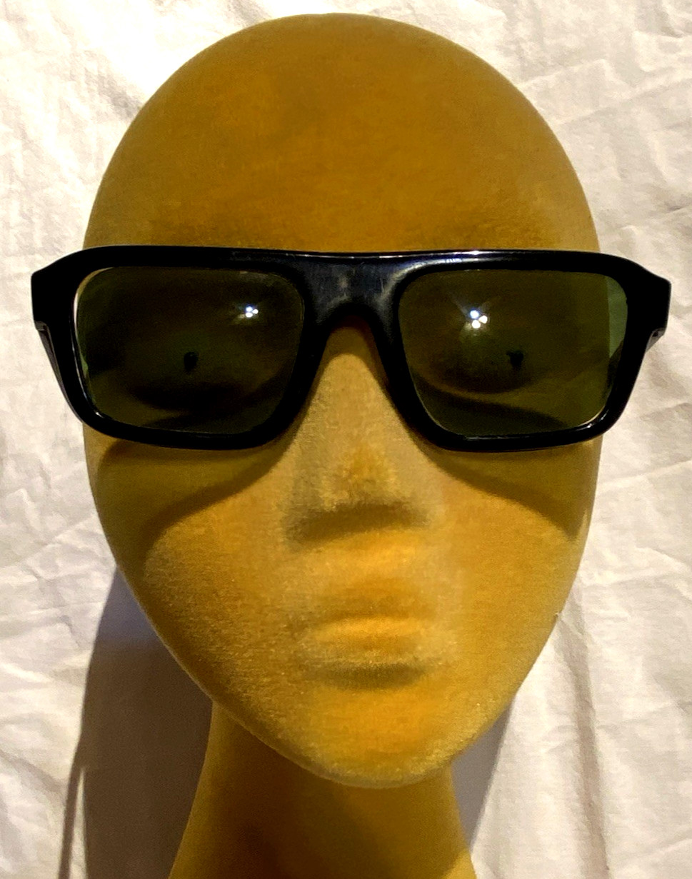 VTG Cool-Ray Polaroid 110 Supper Club Sunglasses BLACK Plastic 60s Mod MCM