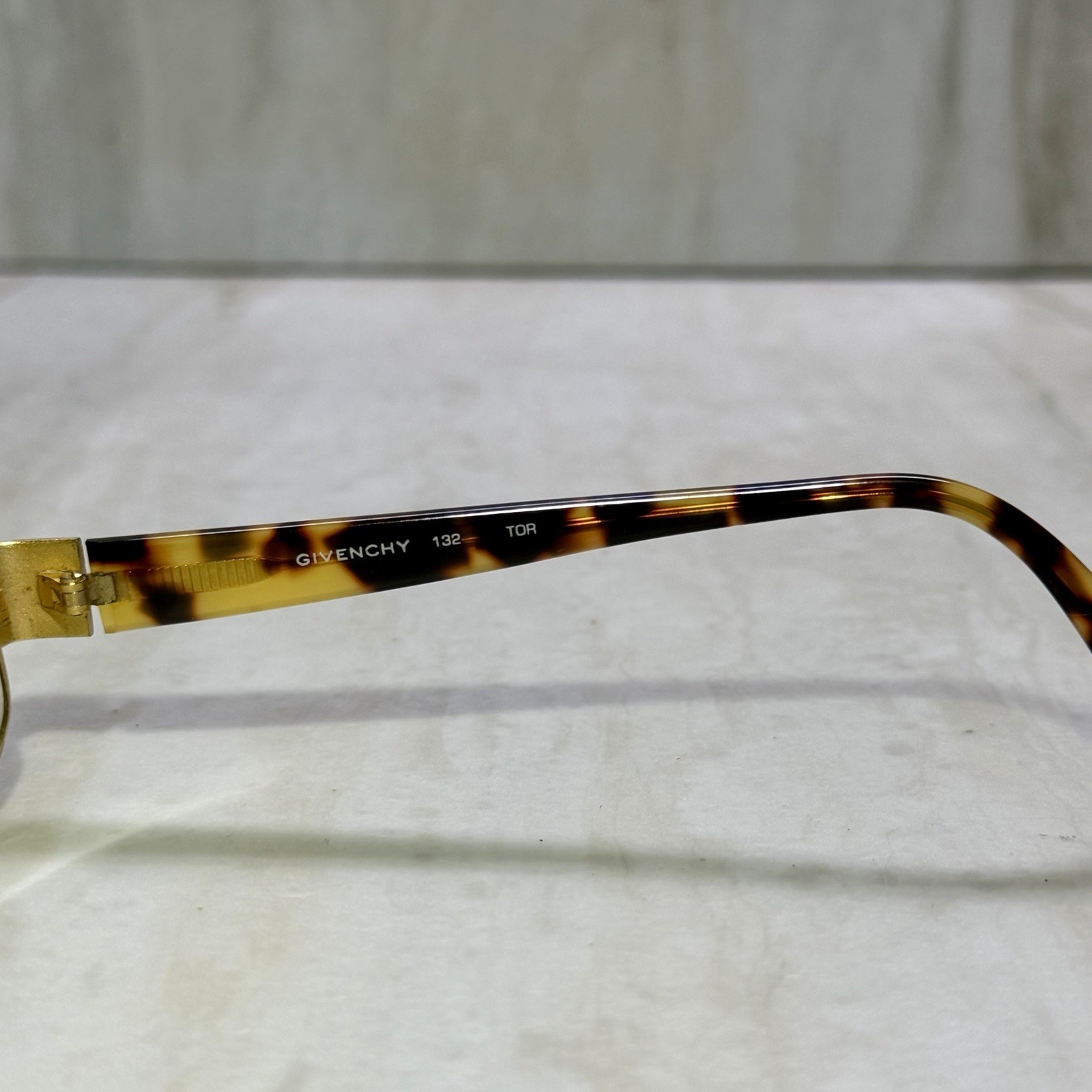 Vintage Givenchy Eyeglass Frames Gold Octagonal Geometric Tortoise Shell 132 TOR
