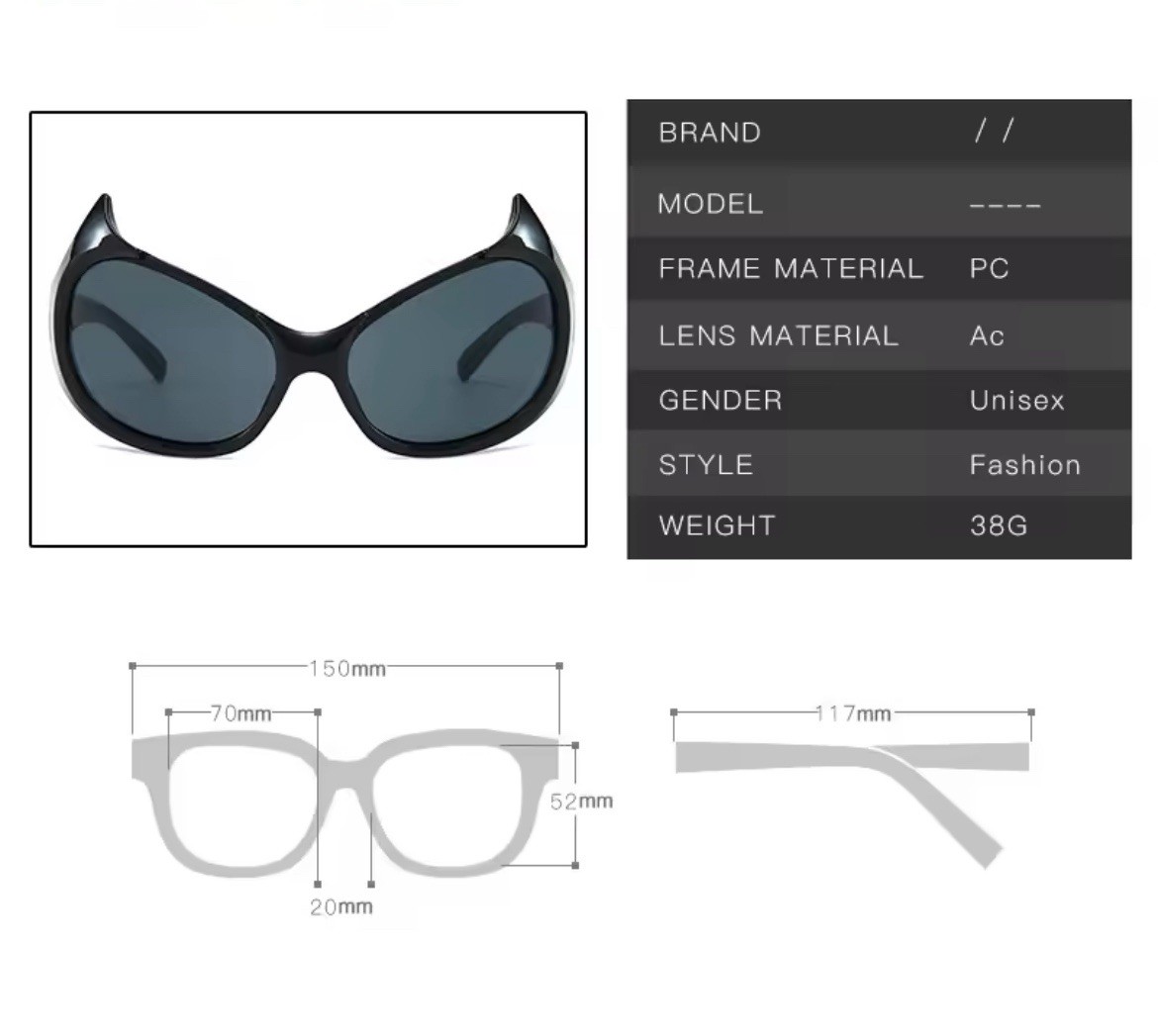 Cat Eye Sunglasses Women Men Vintage Brand Personality Design Horn Deamon