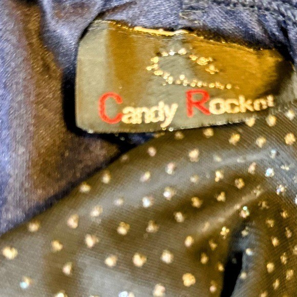 VTG 90s Candy Rocket Navy Blue Dress Whimsigoth Fairy Sparkles