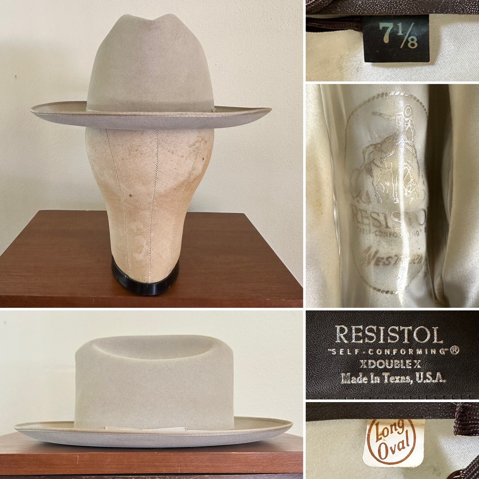 1970s Resistol San Antonio OR 7 1/8 LONG OVAL Hat Fedora Cowboy Western Vtg 70s