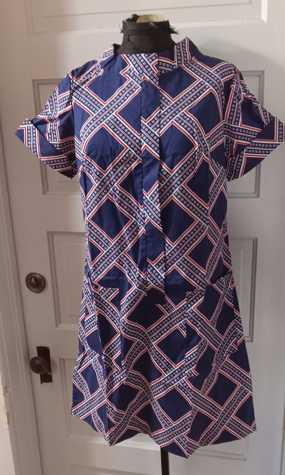 NIP Vintage CAROL BRENT Red Blue Plaid SS Dress 16