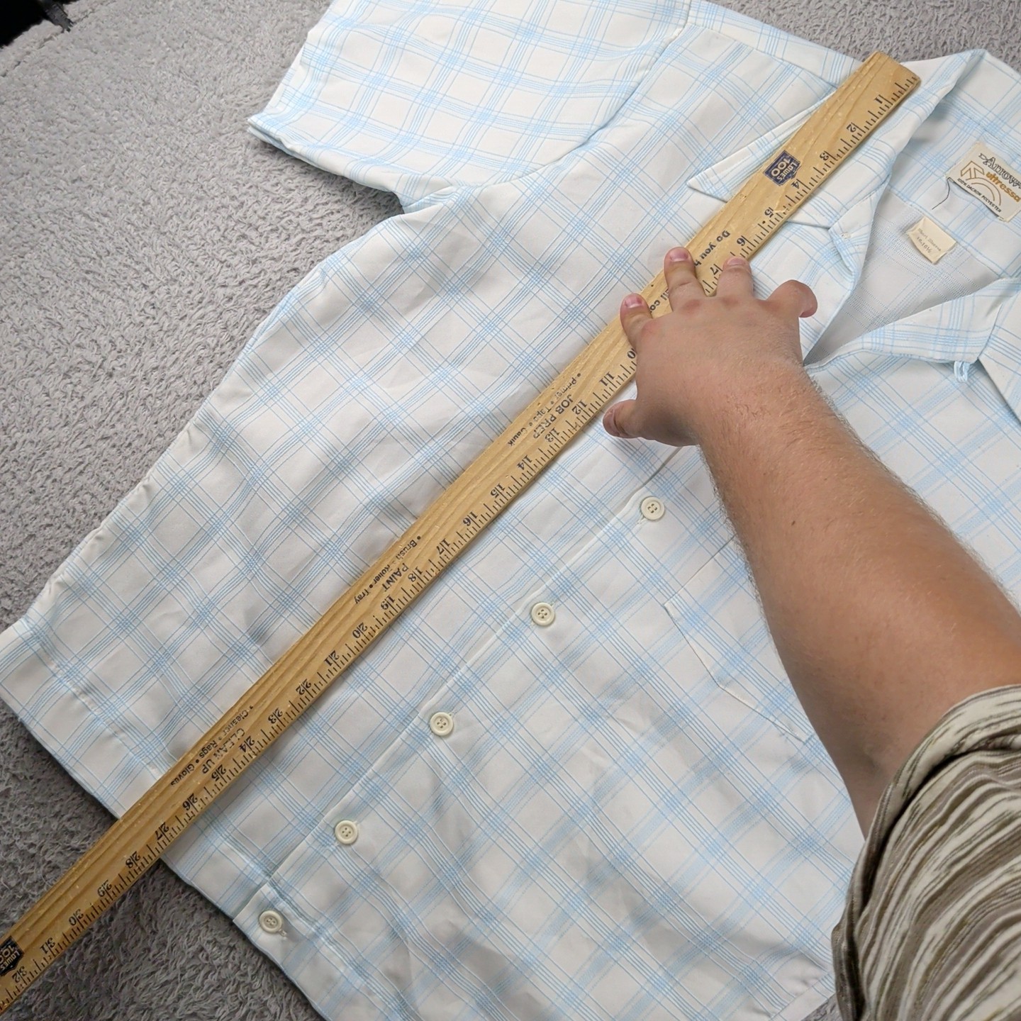 Vintage 70s Arrow Loop Collar Shirt Mens 16 – 16 1/2 White Blue Button Ultressa