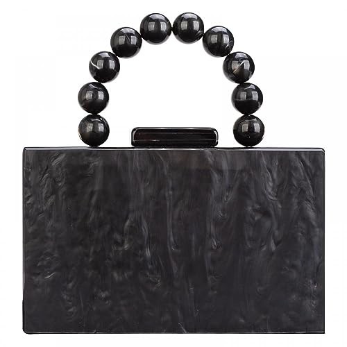 Acrylic Clutch Purses for Women with Marbling Purses and Handbags B Black