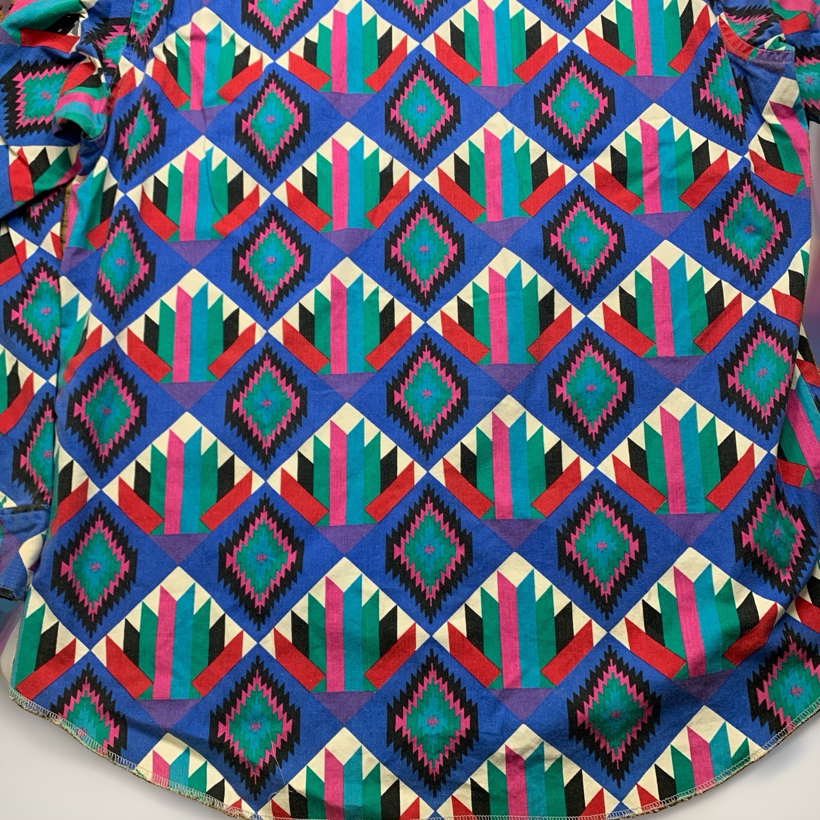 Vtg 90s Wrangler Brushpopper Western Shirt Aztec XL Tall 17 1/2 X 35 Cowboy Cut