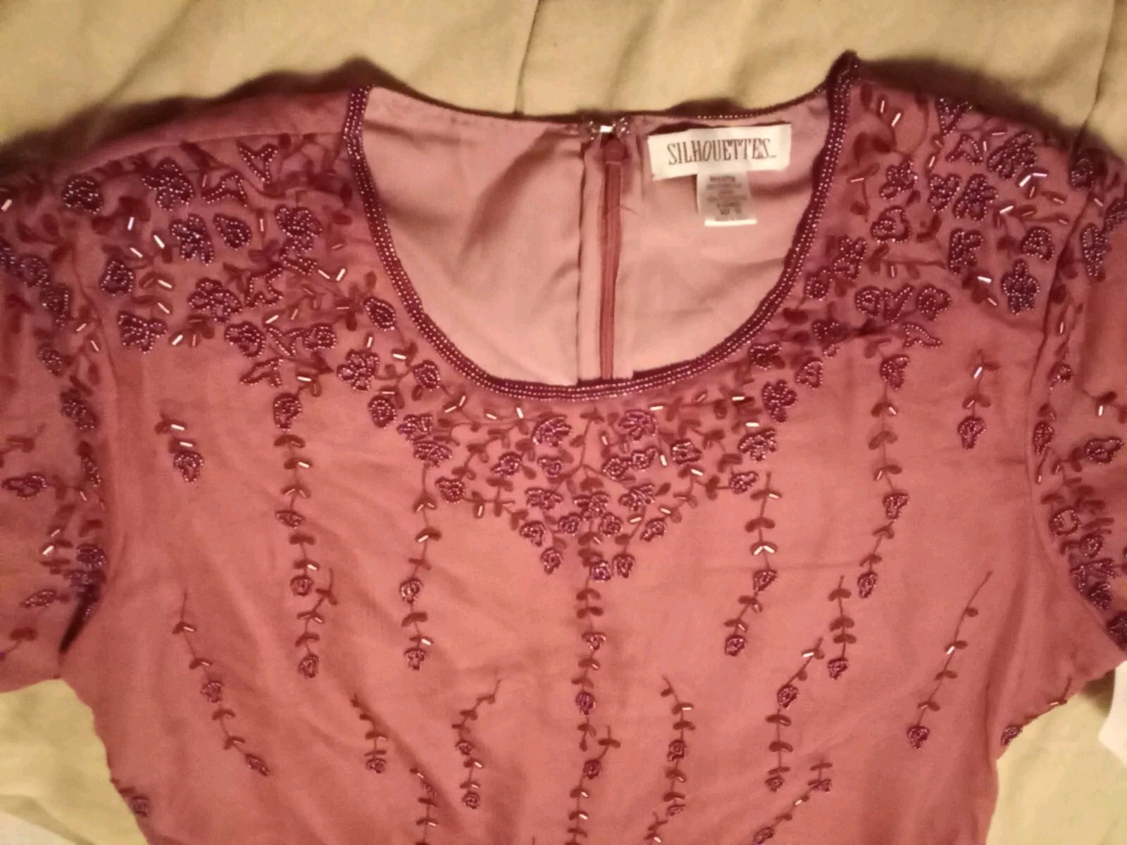 Beaded Silk Dress Long 20 NWT Made In India Vntg