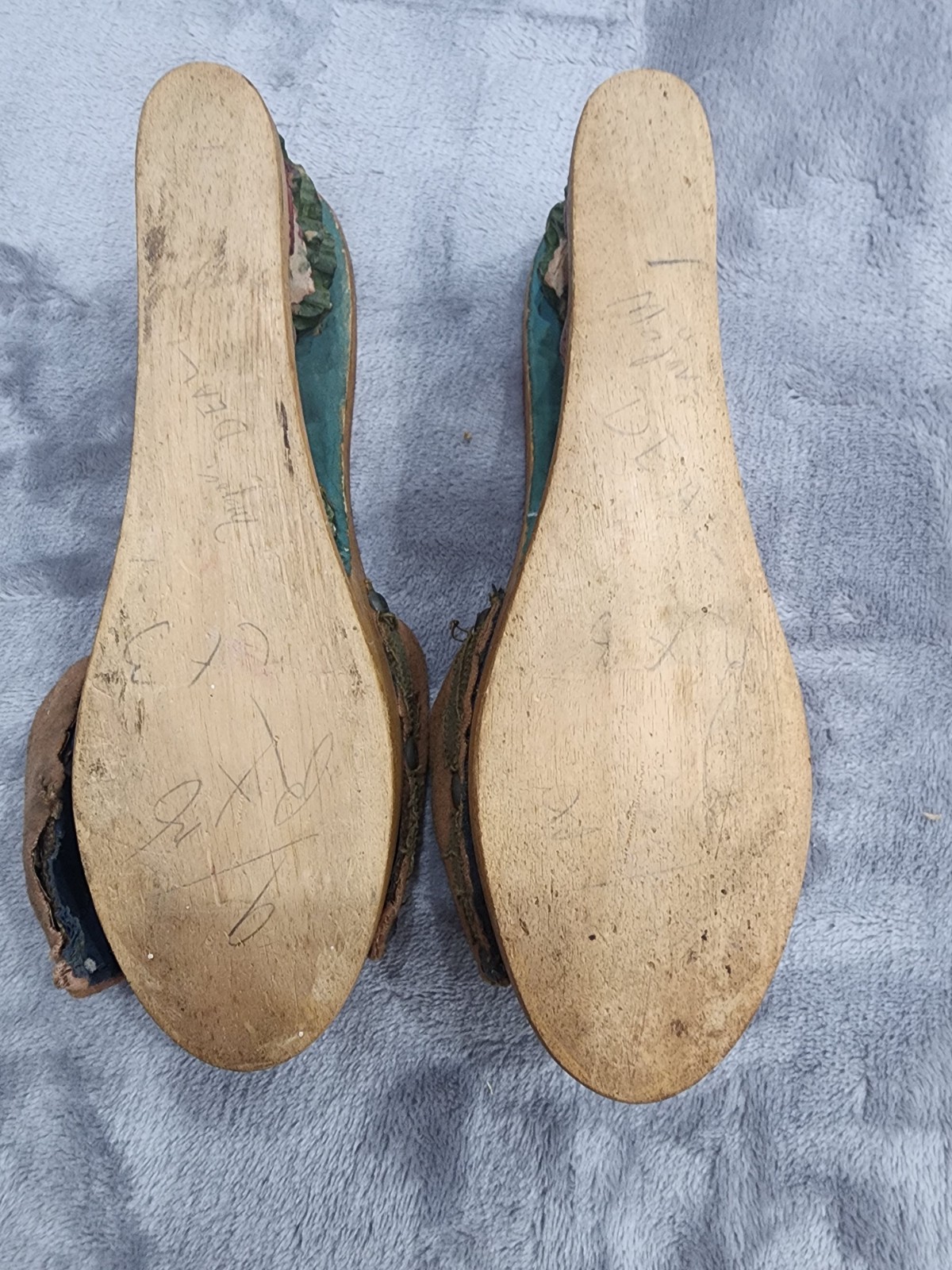 Vintage 1940s WWII Women’s Hand Carved/Painted Wooden Shoes Philippines