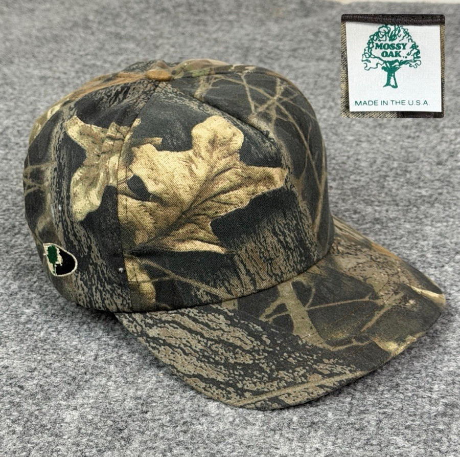 Vintage Mossy Oak Camo Hat USA Made Snapback Hunting Baseball Cap 90s Outdoor