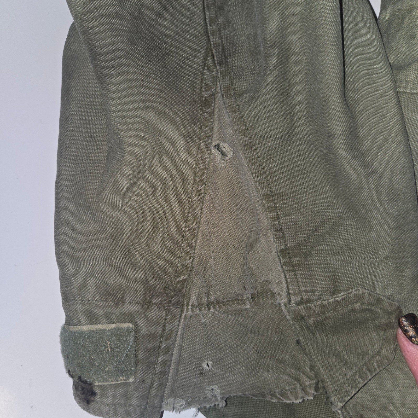 Vintage US Army Field Jacket Olive Drab Distressed Military M-65 Style Coat Mens