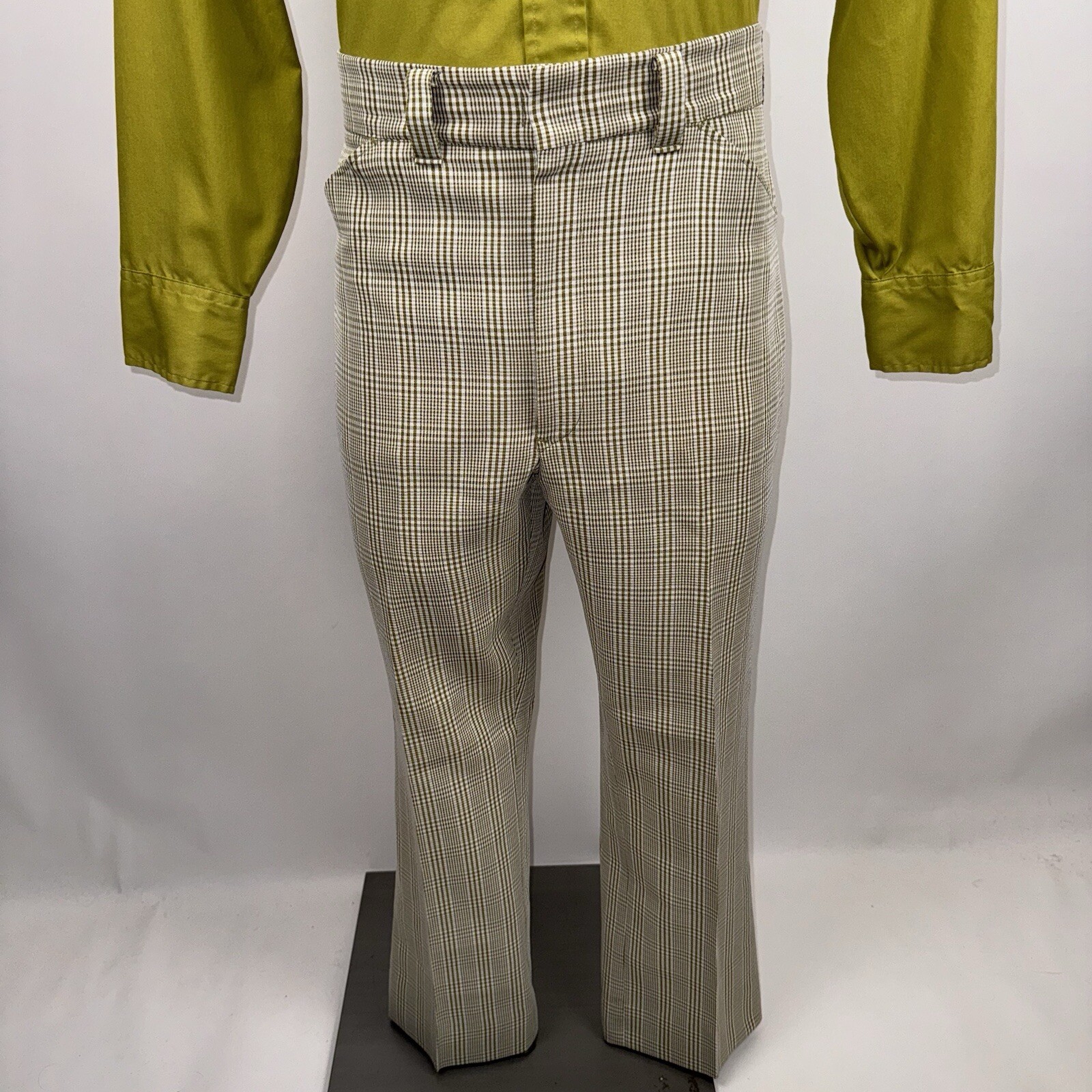 1960s Pants Mens Vtg 60s Madmen Rat pack Disco Plaid Polyester Mod MCM 35 27