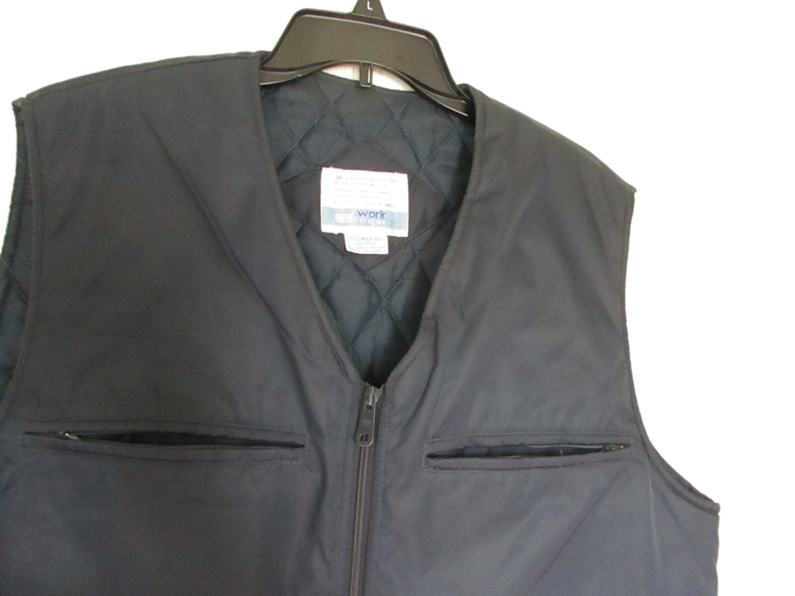 Vintage Blue Quilted Vest Sears Work Leisure Zipper front Pocket Polyeste/nylon