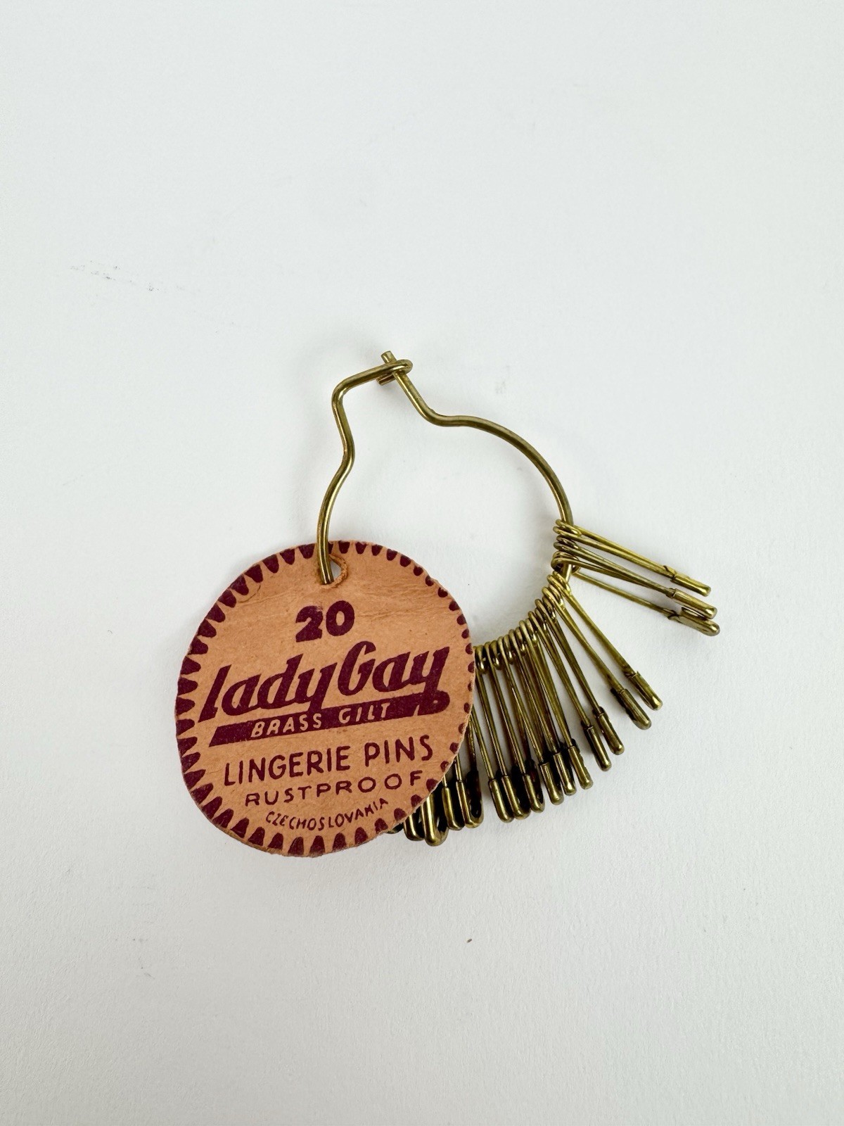 Vintage 1930s–40s Lady Gay Brass Lingerie Pins 2cm Czechoslovakia – Set of 3 NOS
