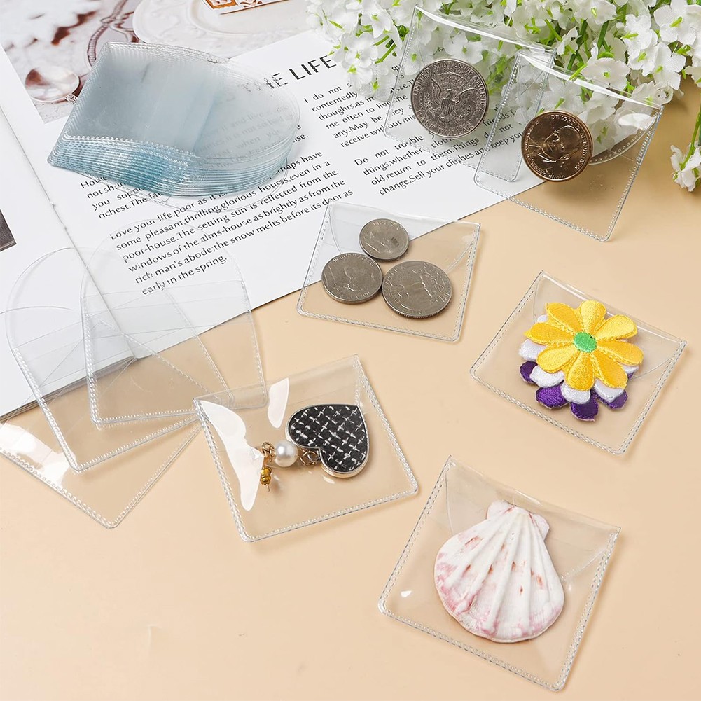 50-300PCS Single Pocket Coin Protector Pouch Clear Plastic Sleeves Souvenir Coin