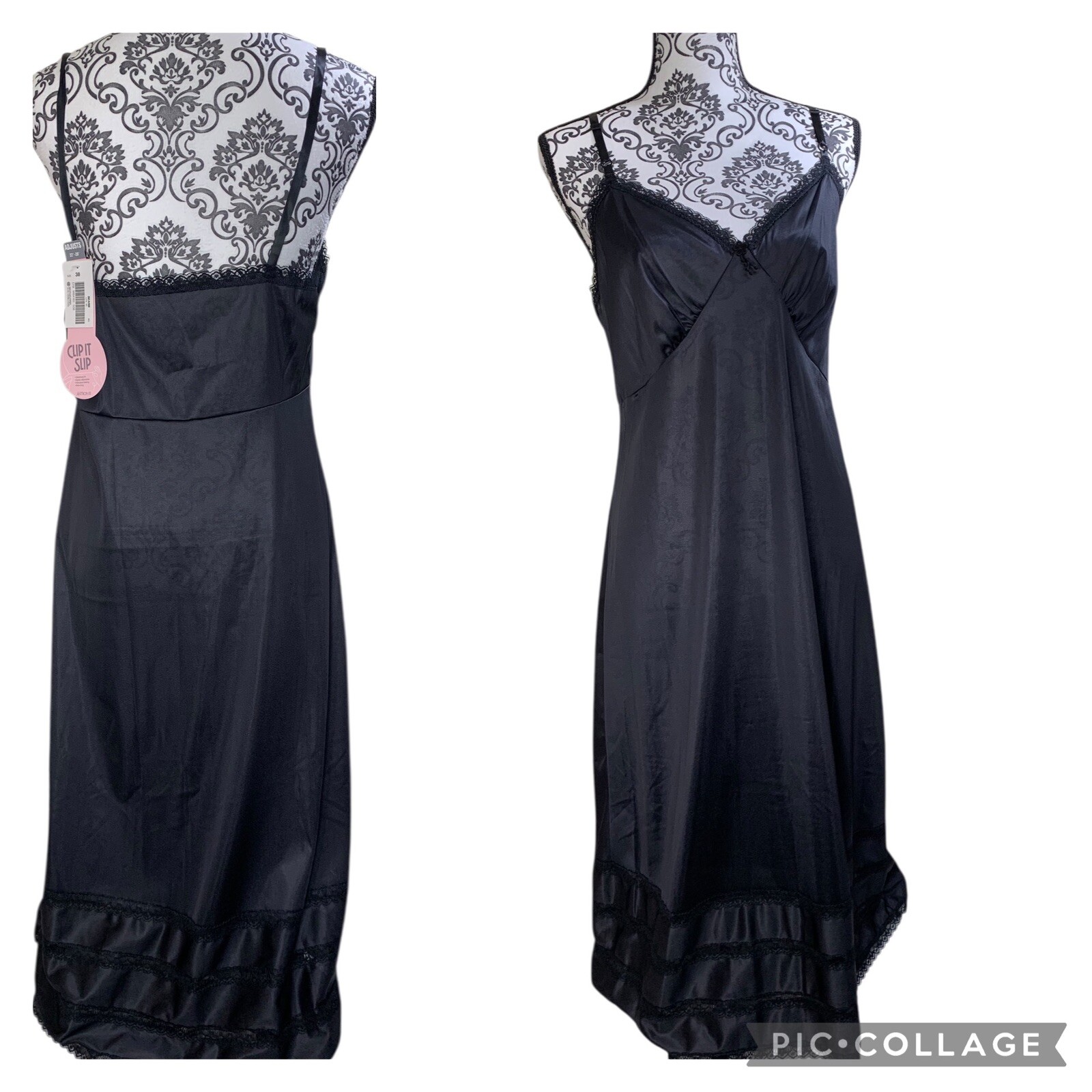 Vintage Sears Full Slip Dress Size 38 XL Adjustable Clip It Antron Nylon NWT