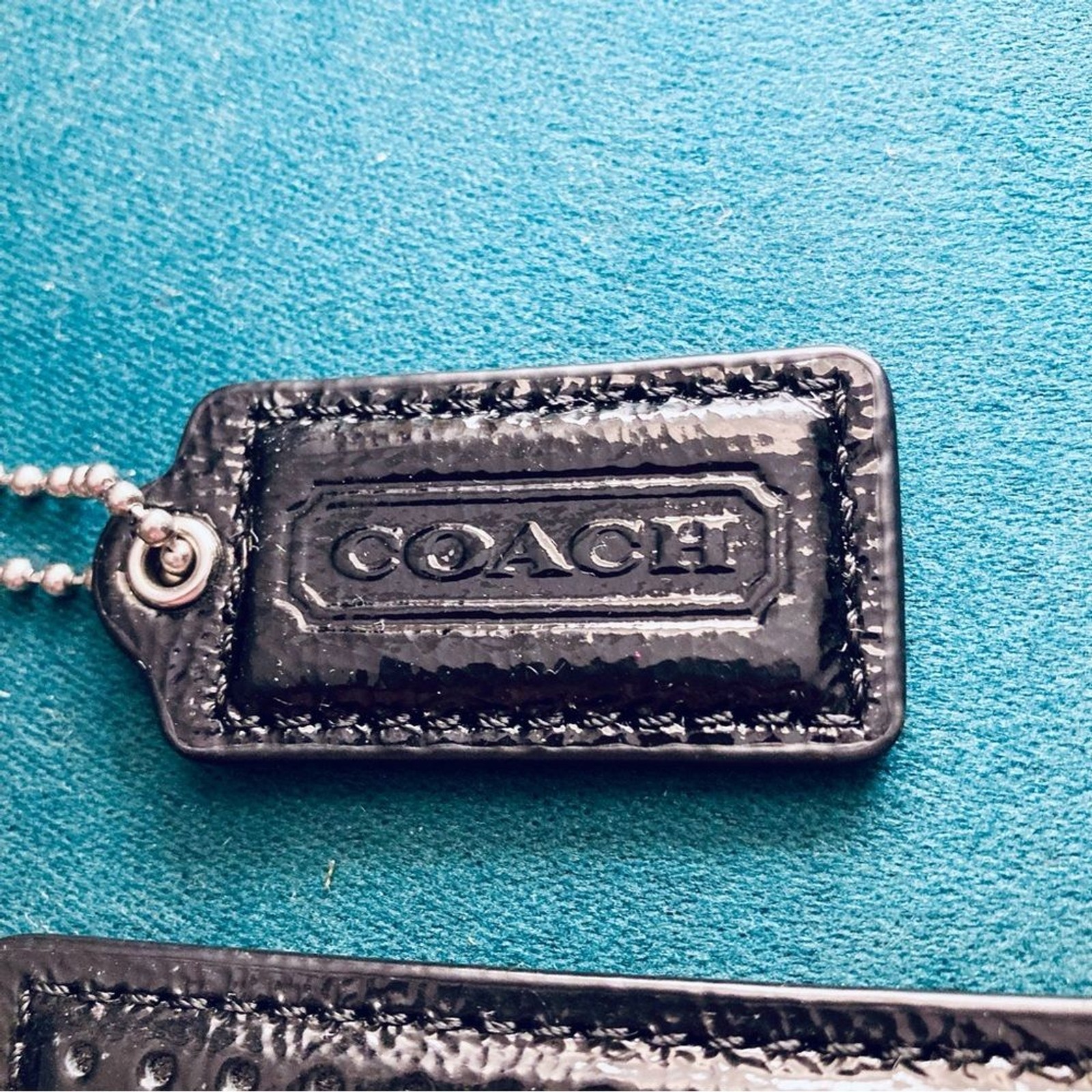 Vintage Coach Black Patent Leather Replacement Hang Tags Two Y2K Bag Charms Lot