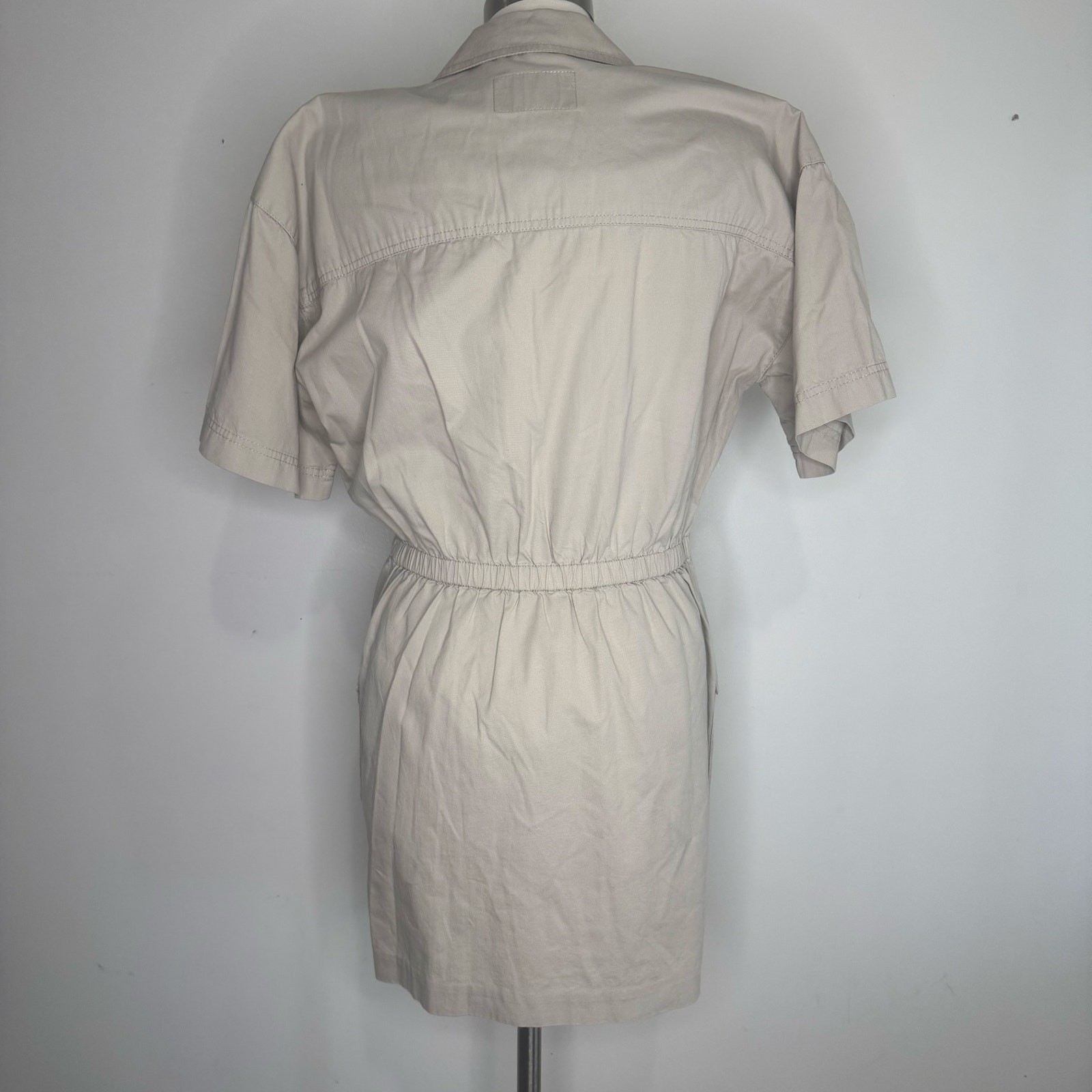 VTG 1980s Liz Claiborne Minimalist Saharienne Safari Utility Cotton Dress Size 8