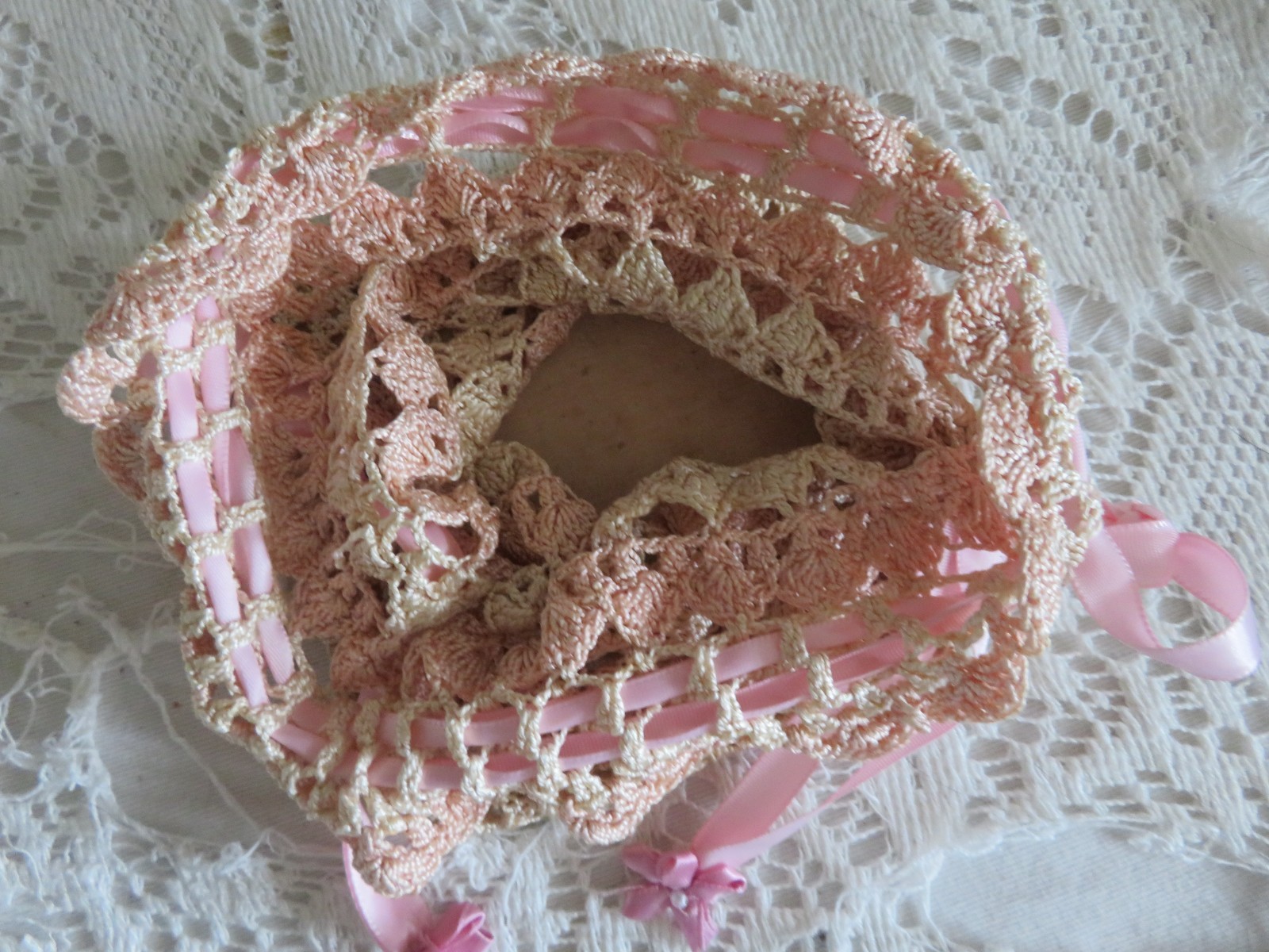 2 Vintage Crochet Purses 1 w peacock Celluloid Handle 1Baby Pink Victorian Purse