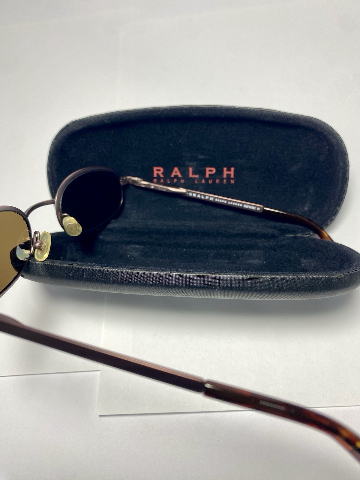 Vintage RALPH LAUREN Sunglasses Oval Metal Brown 948/S 9CX 49-21 90s Y2K Case