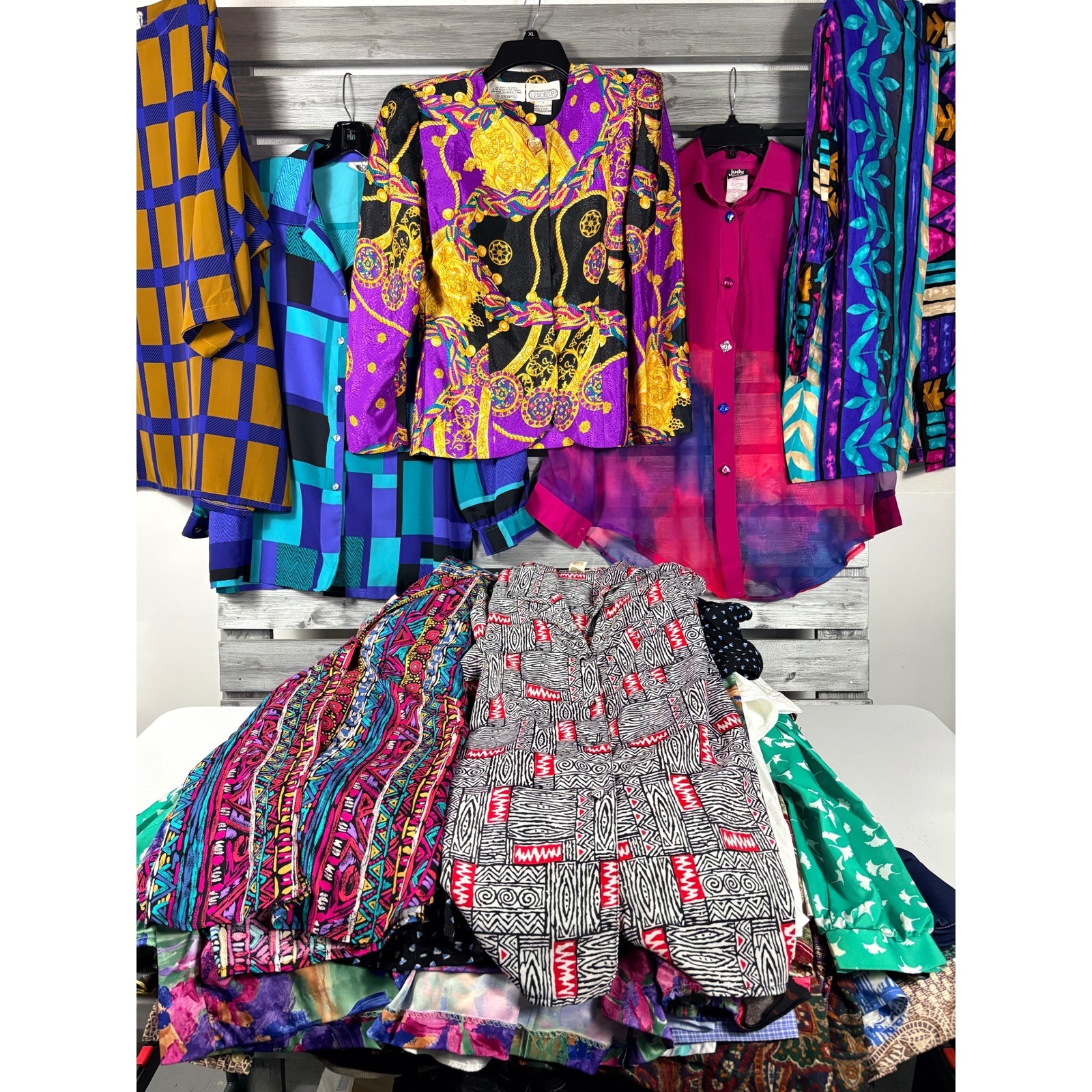 Vintage 80s 90s Women Blouse LOT 50 Colorblock Floral Geometric Baroque RESELLER