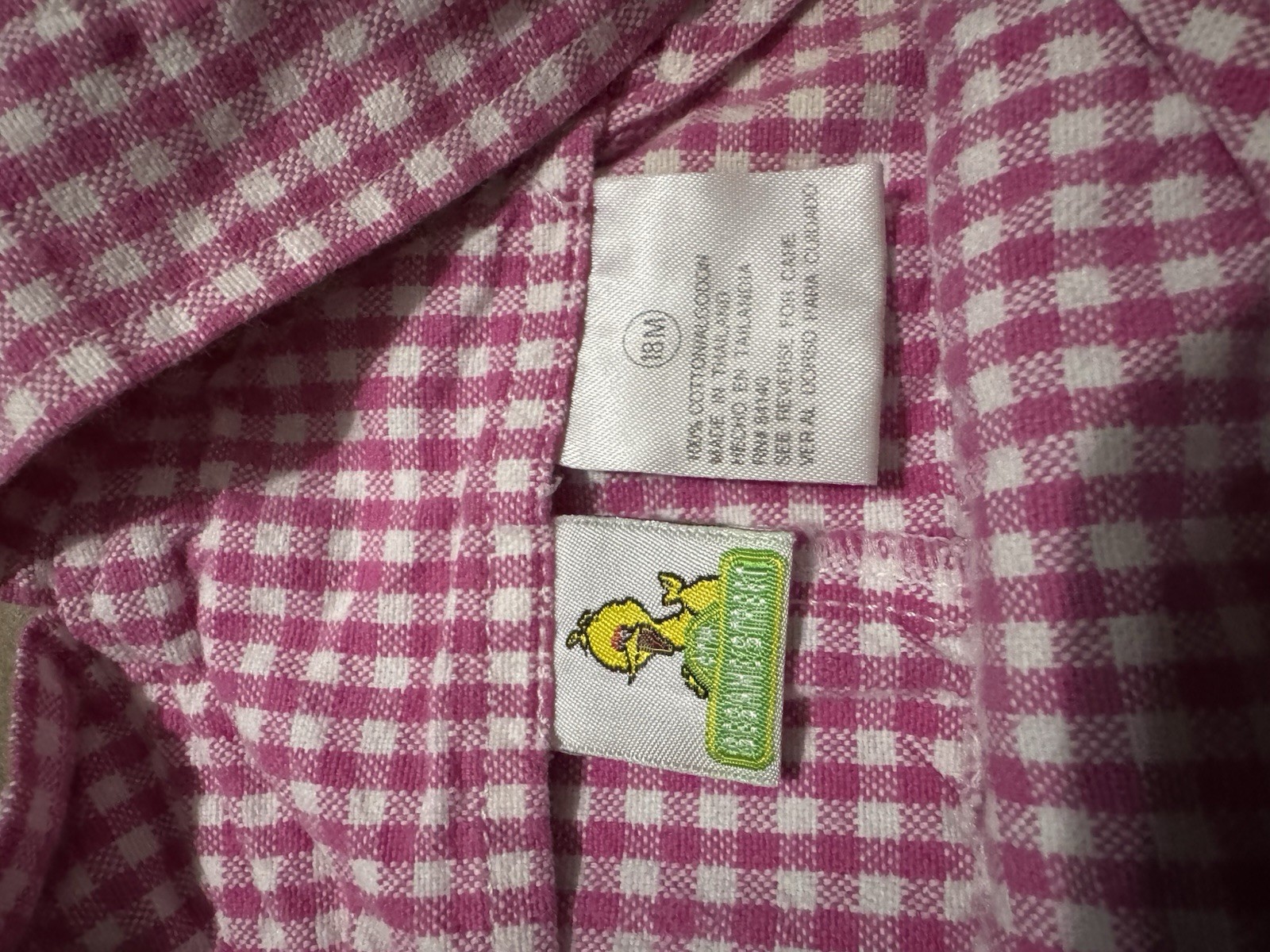 90s SESAME STREET VINTAGE BIG BIRD ELMO GINGHAM 18 MONTH BUBBLE ROMPER OVERALL