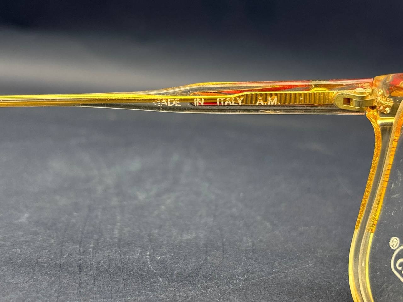 Vintage Lastes M-163 Eyeglasses Frame Clear Yellow Italy NOS 52-18 Women