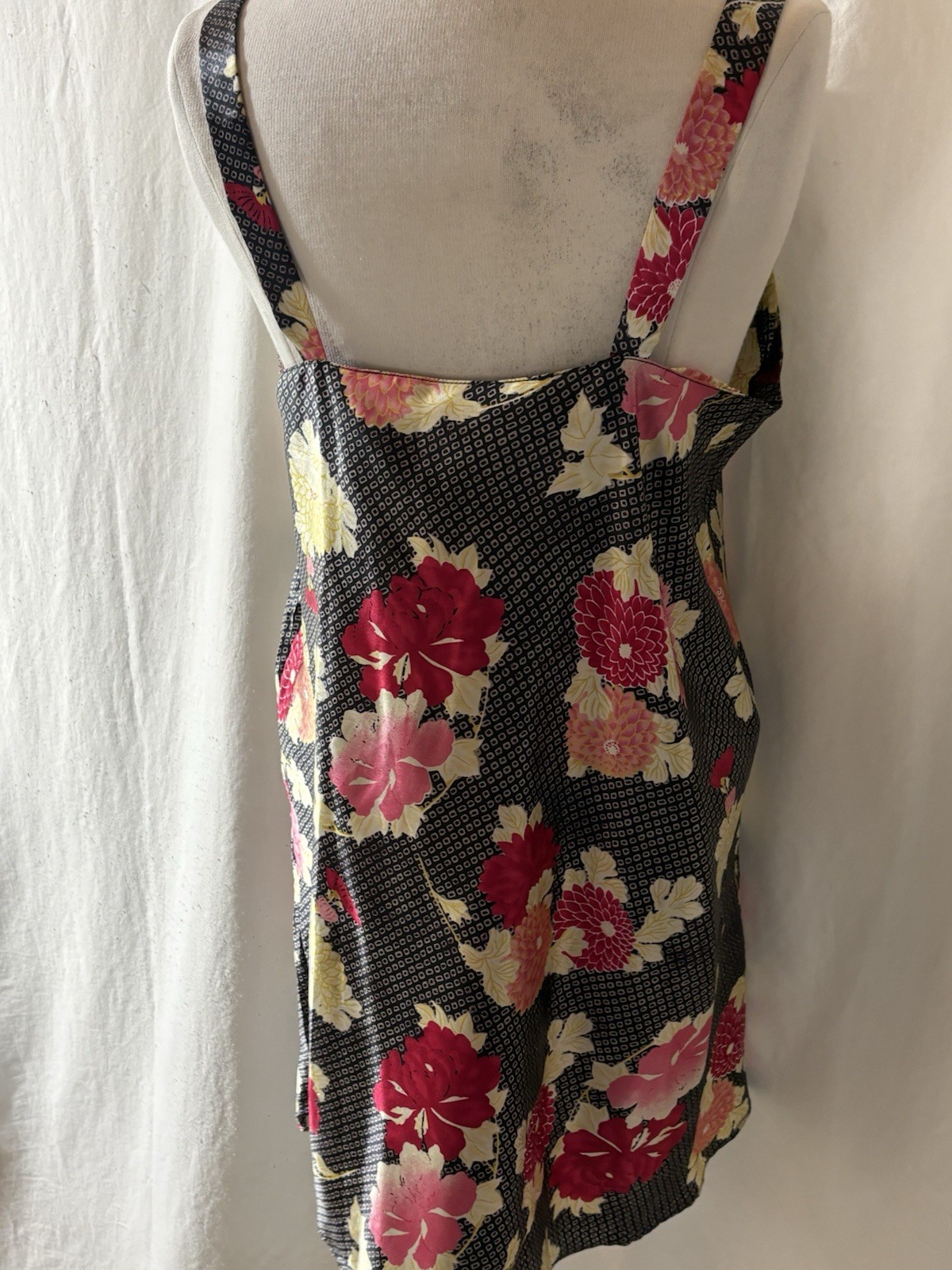 Vtg Sante Classics Robe & Nightgown Set Black Pink Floral Satin Lingerie Size Lg