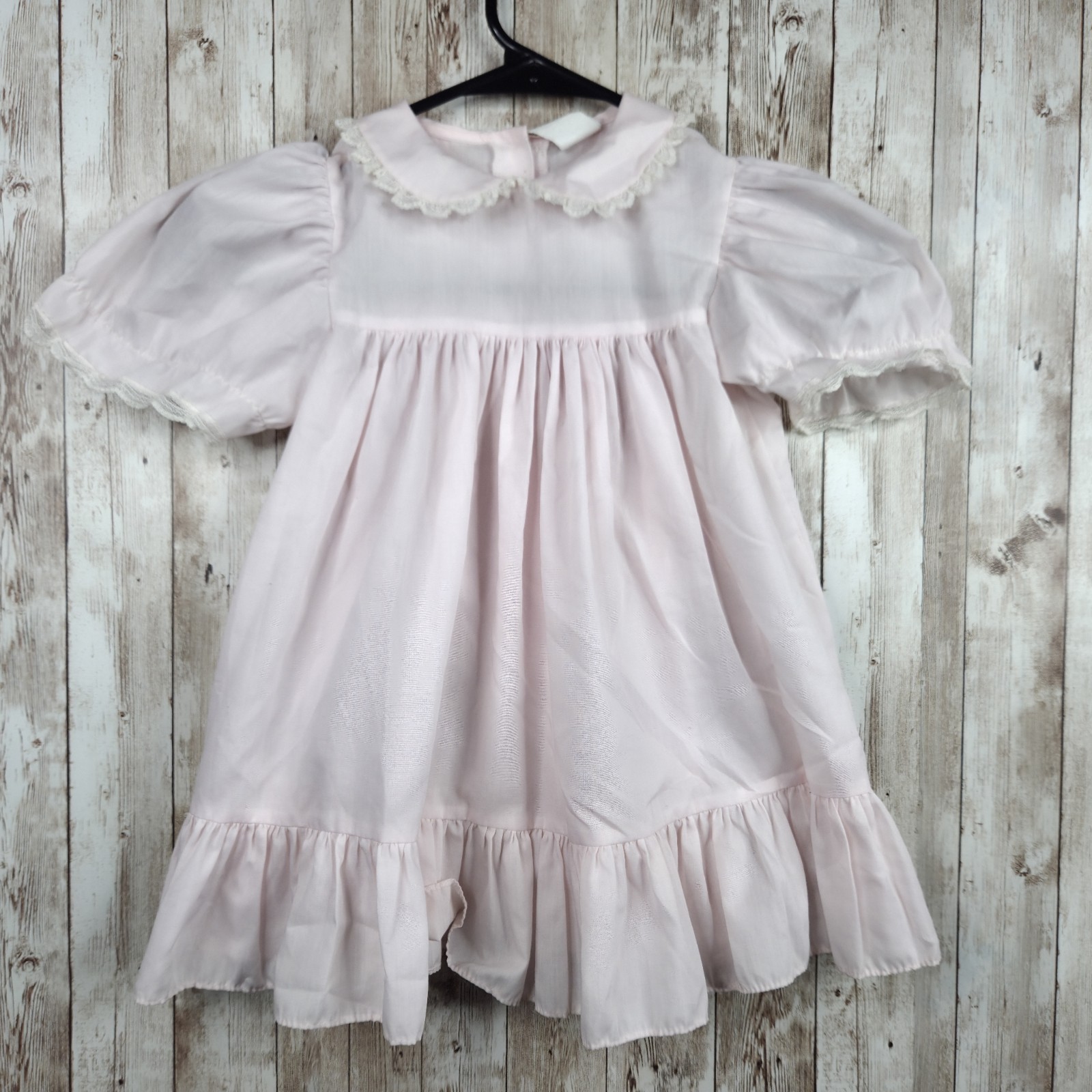 Vintage BRYAN Little Girl Dress 4T Pink Lace Ruffles Special Occasion USA 80s