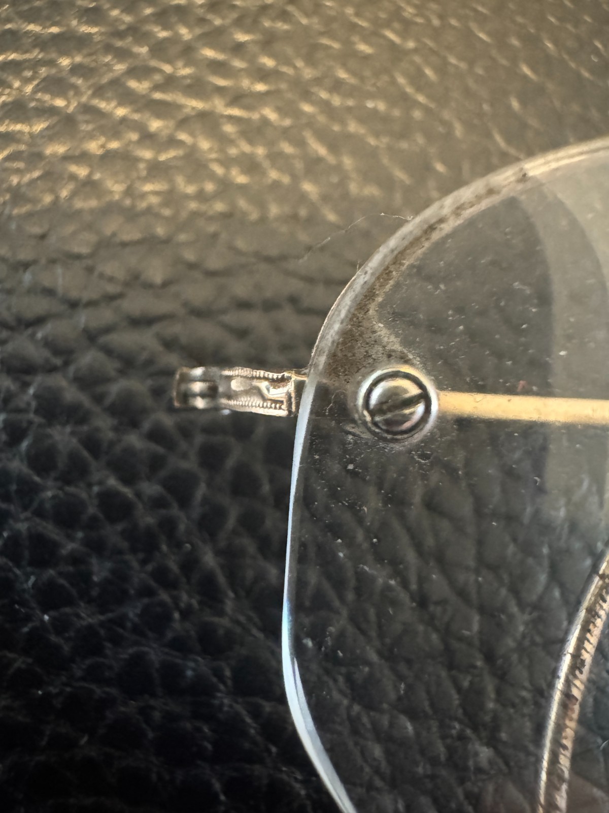 Vintage Shuron Rimless Eyeglasses 12K Gold Filled Skull Temples w/ Case 1930s