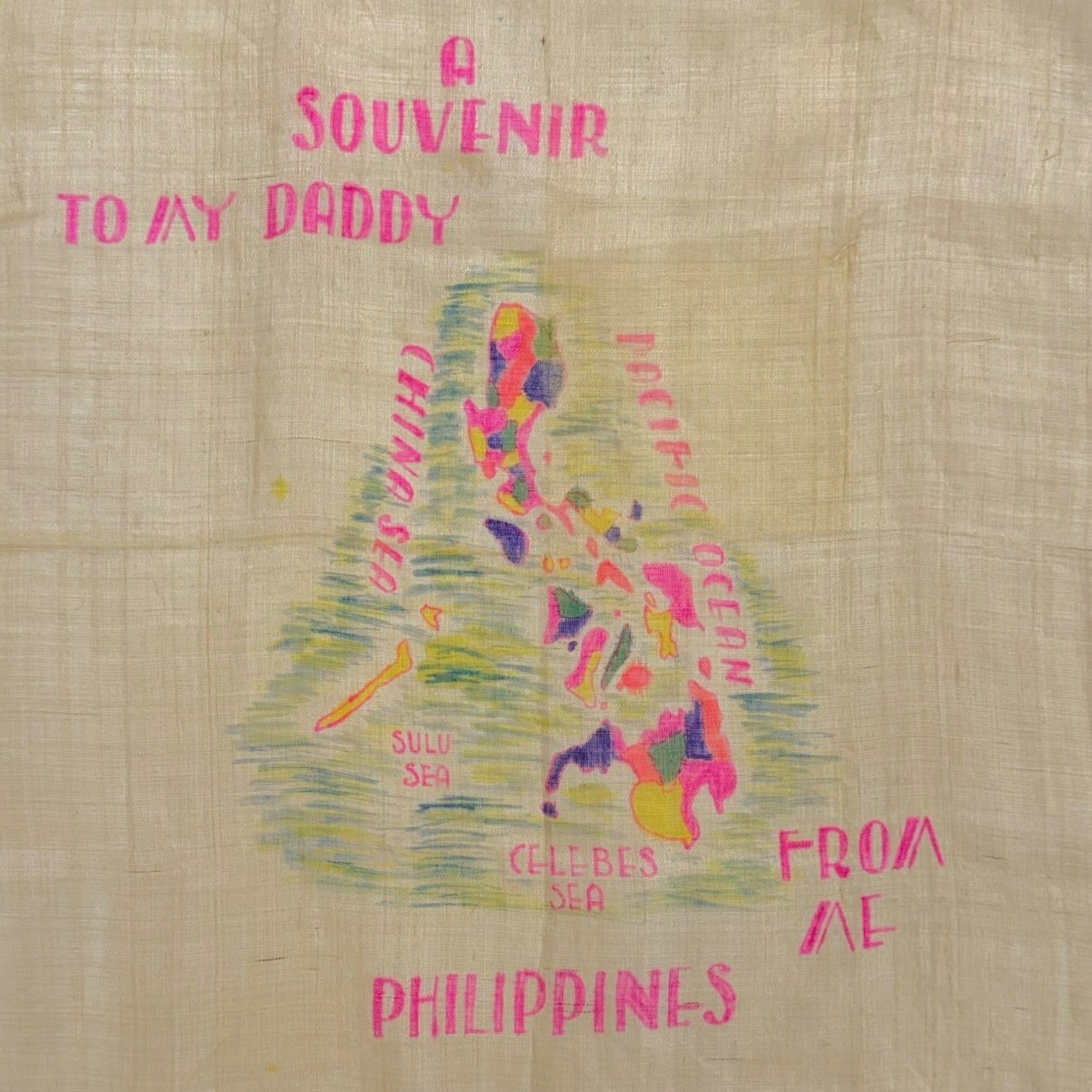 Vintage World War II 1940s Handmade Souvenir Sweetheart Tapestry Philippines