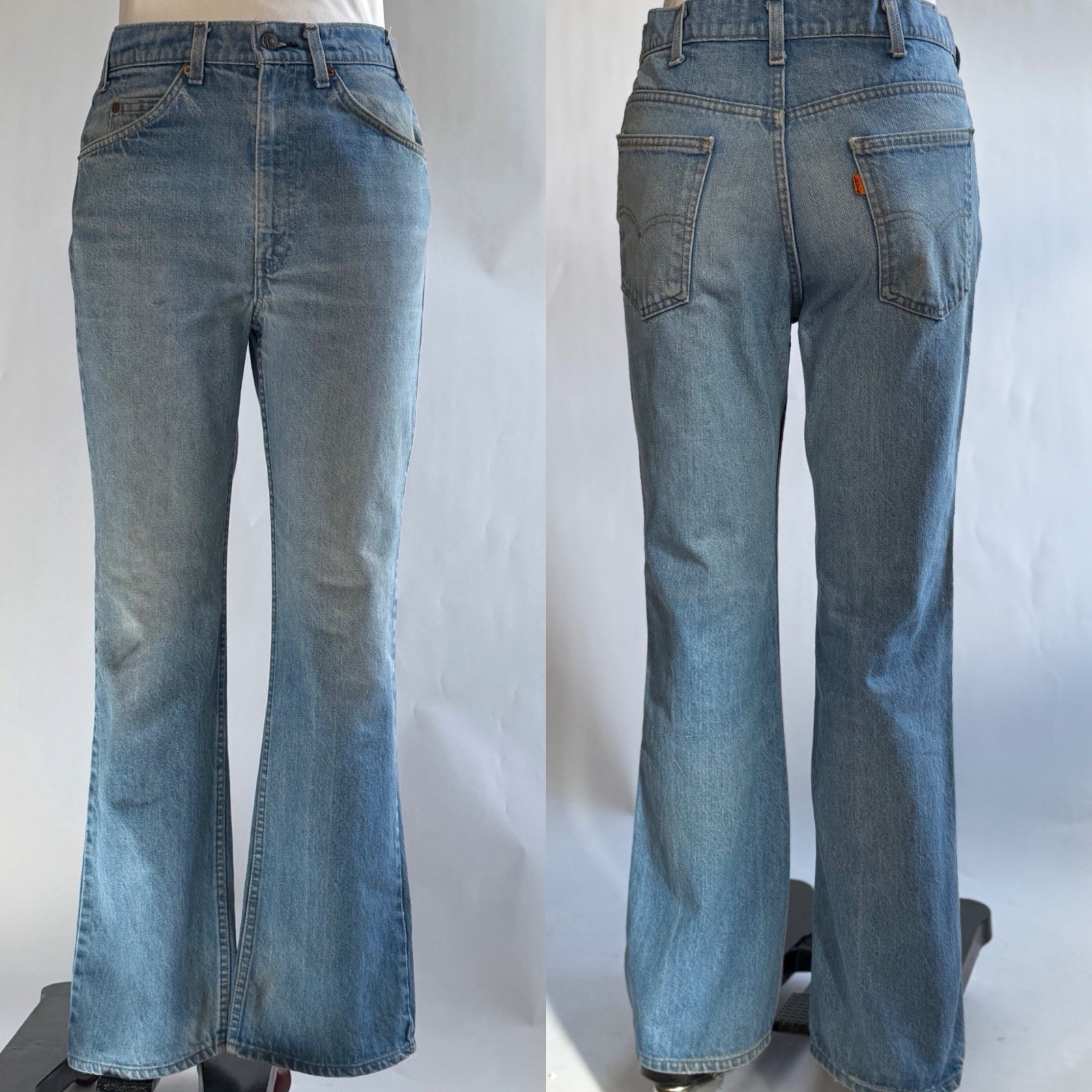 Vintage 80s Levi’s 517 🍊 Tab Bootcut Jeans Made in USA 32×30 Great Natural Fade
