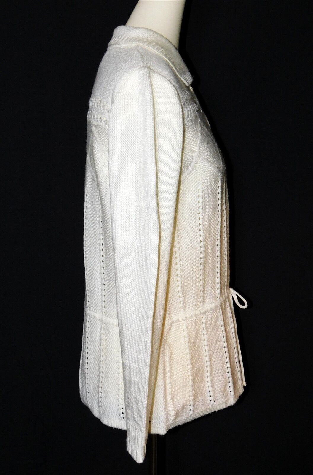 Vintage COURREGES Paris White Tie Waist Knit Cardigan Sweater Size B