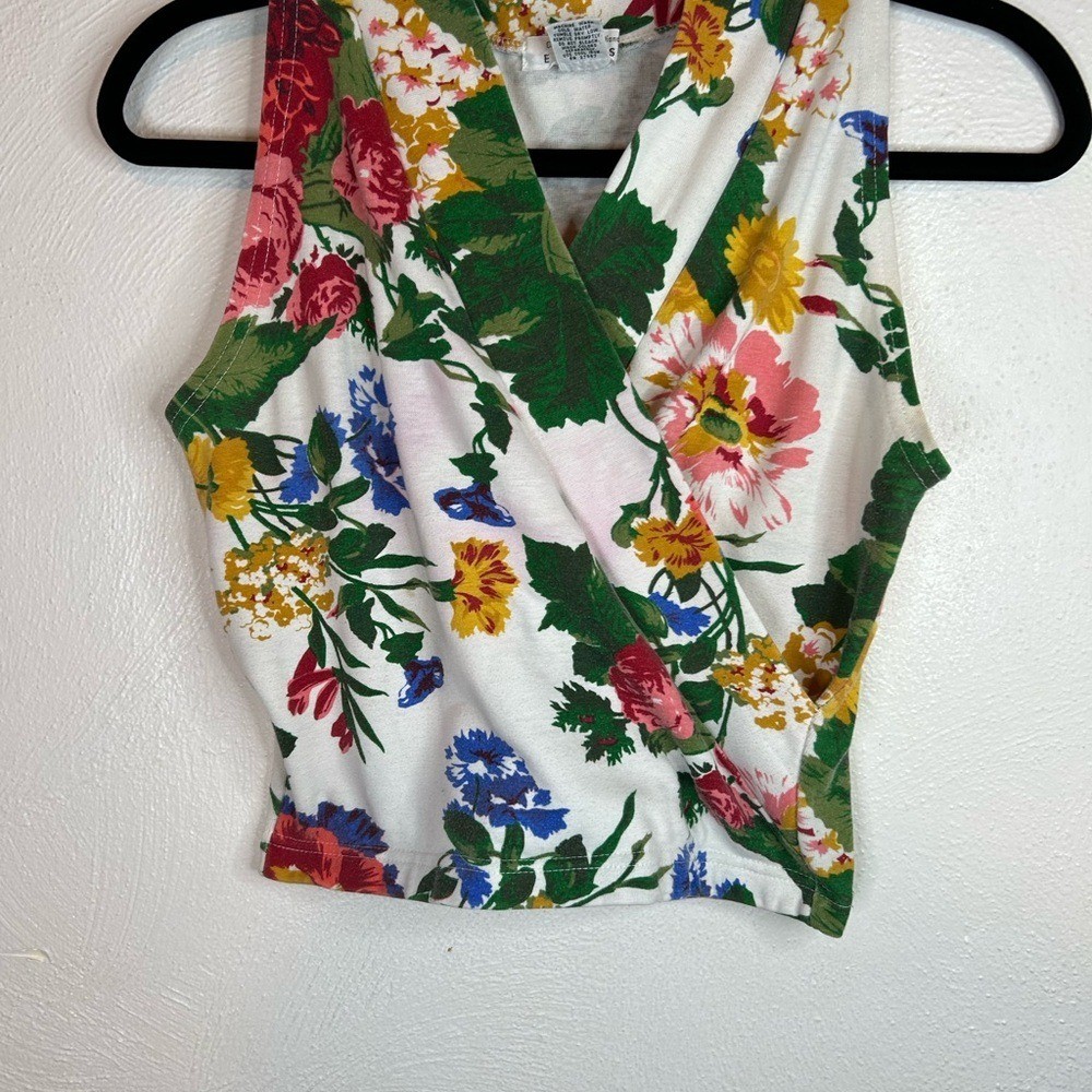 VTG Compagnie Internationale Express Floral Wrap Crop Top S 90s Whimsigoth