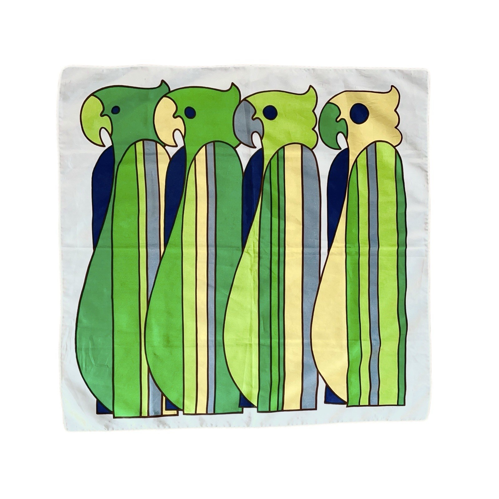 VTG Mid-Century Modern Colorful Parrot Print Scarf, MOD Pop Art Textile Art