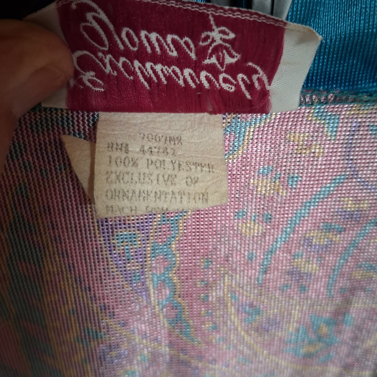 Vintage Exclusively Yours Robe Size XL Pink Turquoise Paisley Print Psychedelic